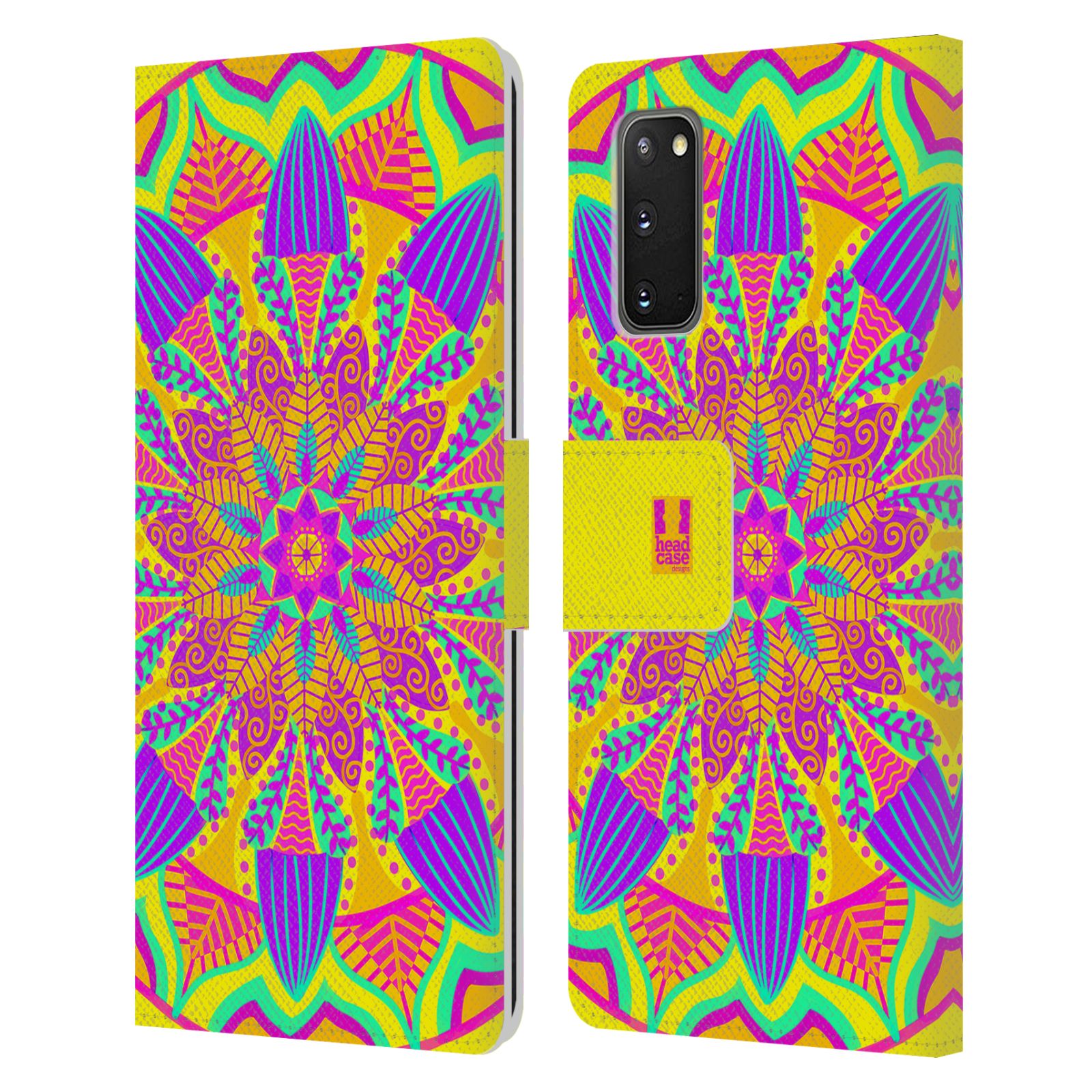 Pouzdro na mobil Samsung Galaxy S20 květinová mandala barevná fialová a zelená