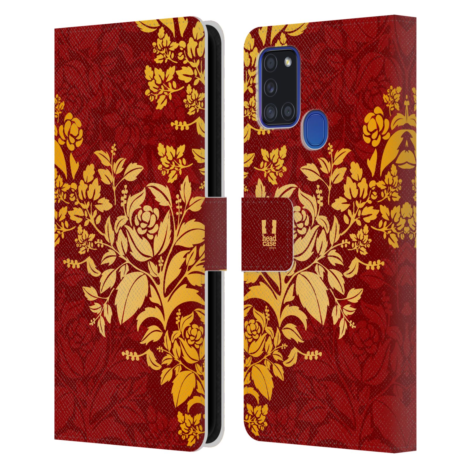 Pouzdro pro mobil Samsung Galaxy A21S - Moderní rudé baroko květy