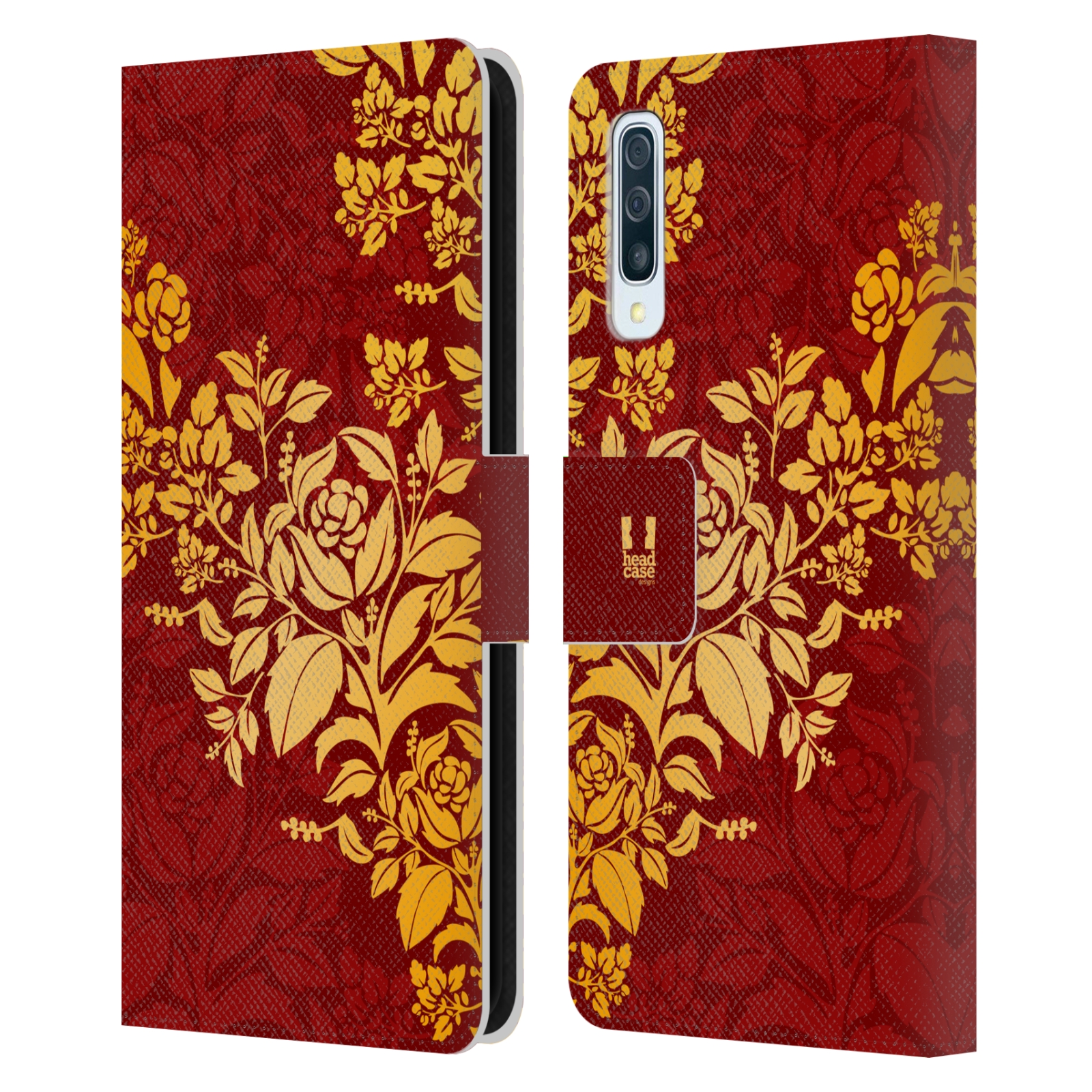 Pouzdro pro mobil Samsung Galaxy A50 / A30s - Moderní rudé baroko květy