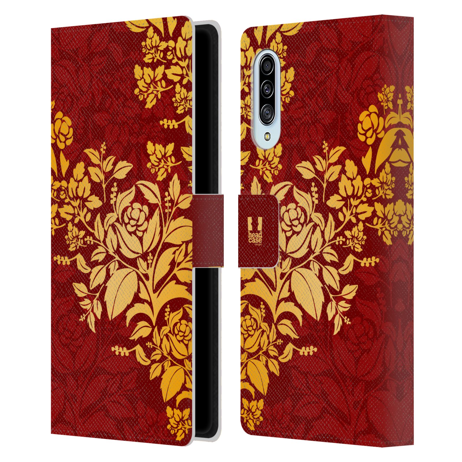 Pouzdro pro mobil Samsung Galaxy A90 5G  - Moderní rudé baroko květy
