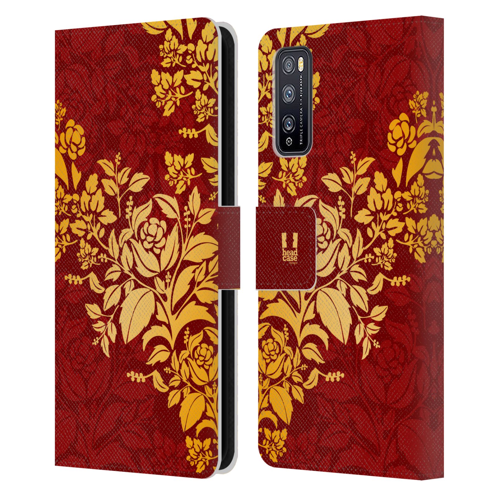 Pouzdro pro mobil Huawei Enjoy Z 5G - Moderní rudé baroko květy