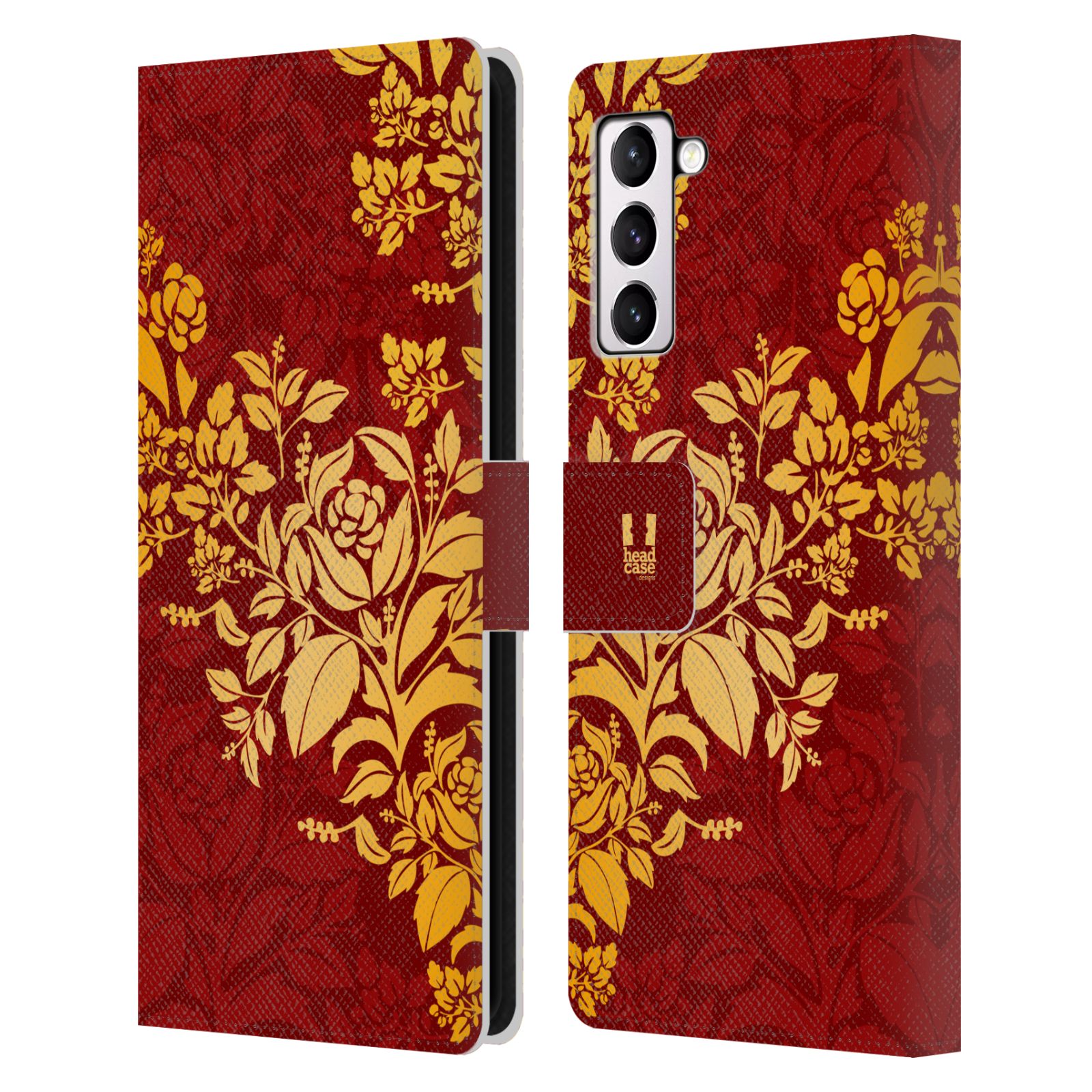 Pouzdro pro mobil Samsung Galaxy S21+ 5G  - Moderní rudé baroko květy