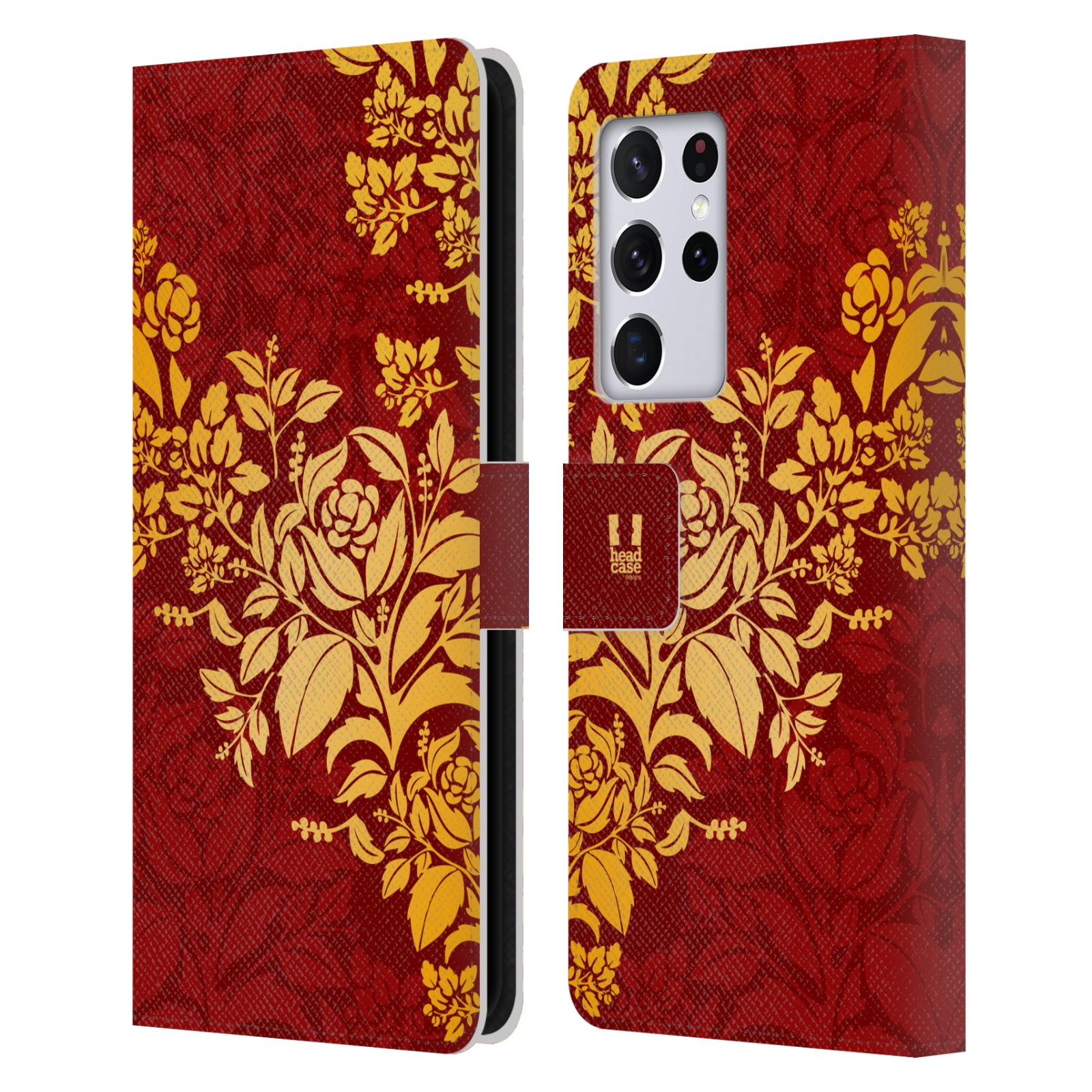 Pouzdro pro mobil Samsung Galaxy S21 ULTRA 5G  - Moderní rudé baroko květy