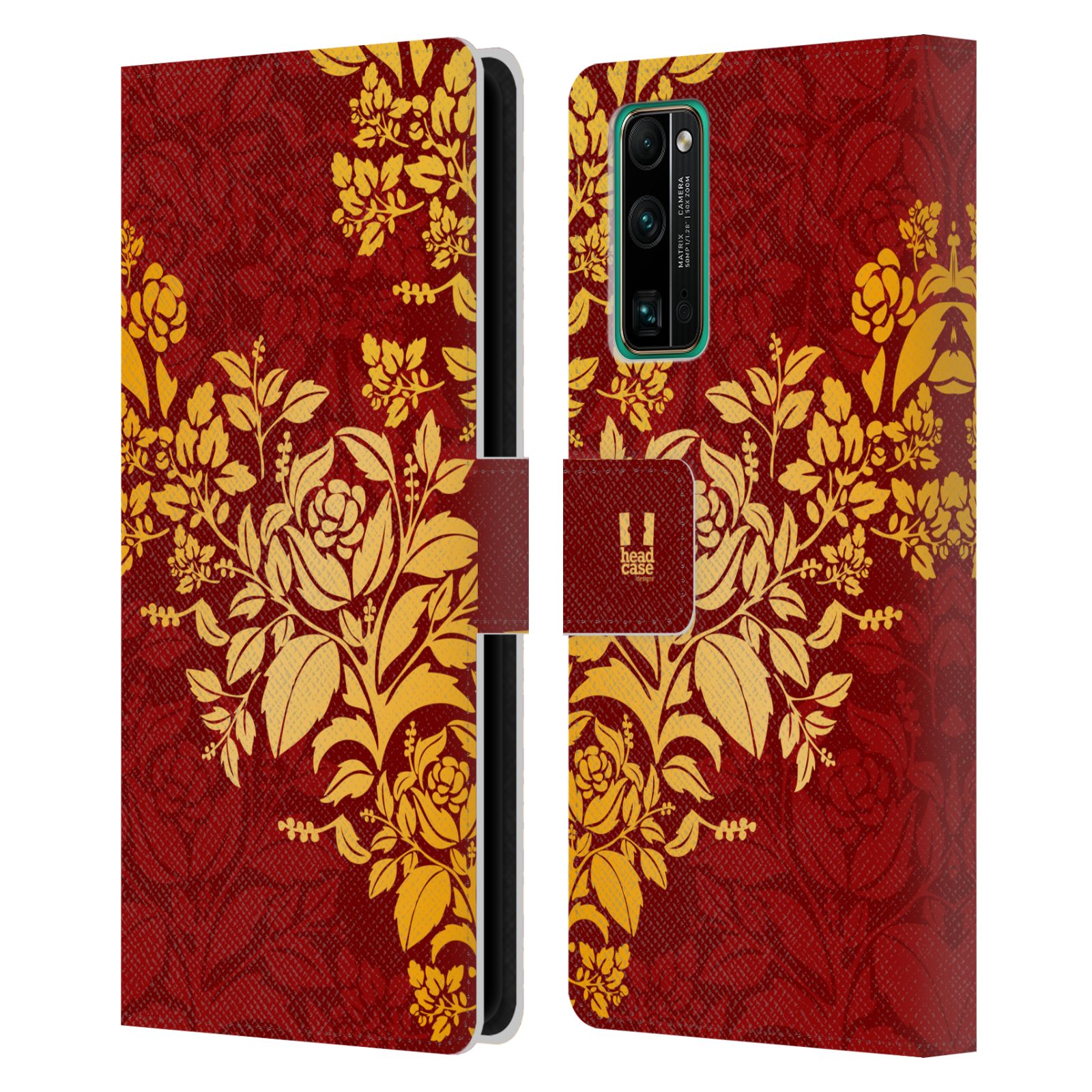 Pouzdro pro mobil Honor 30 PRO - Moderní rudé baroko květy