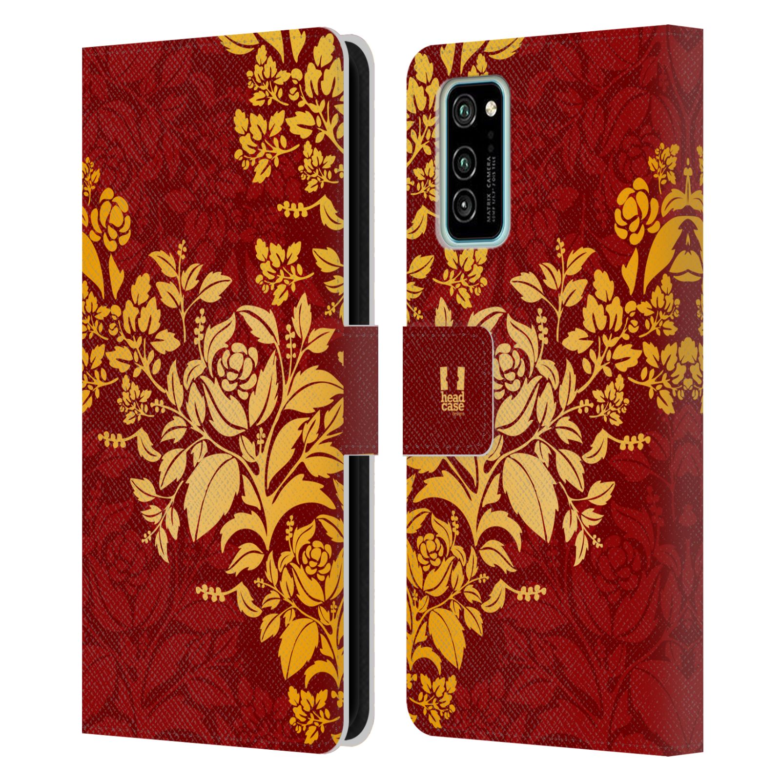 Pouzdro pro mobil Honor View 30 - Moderní rudé baroko květy