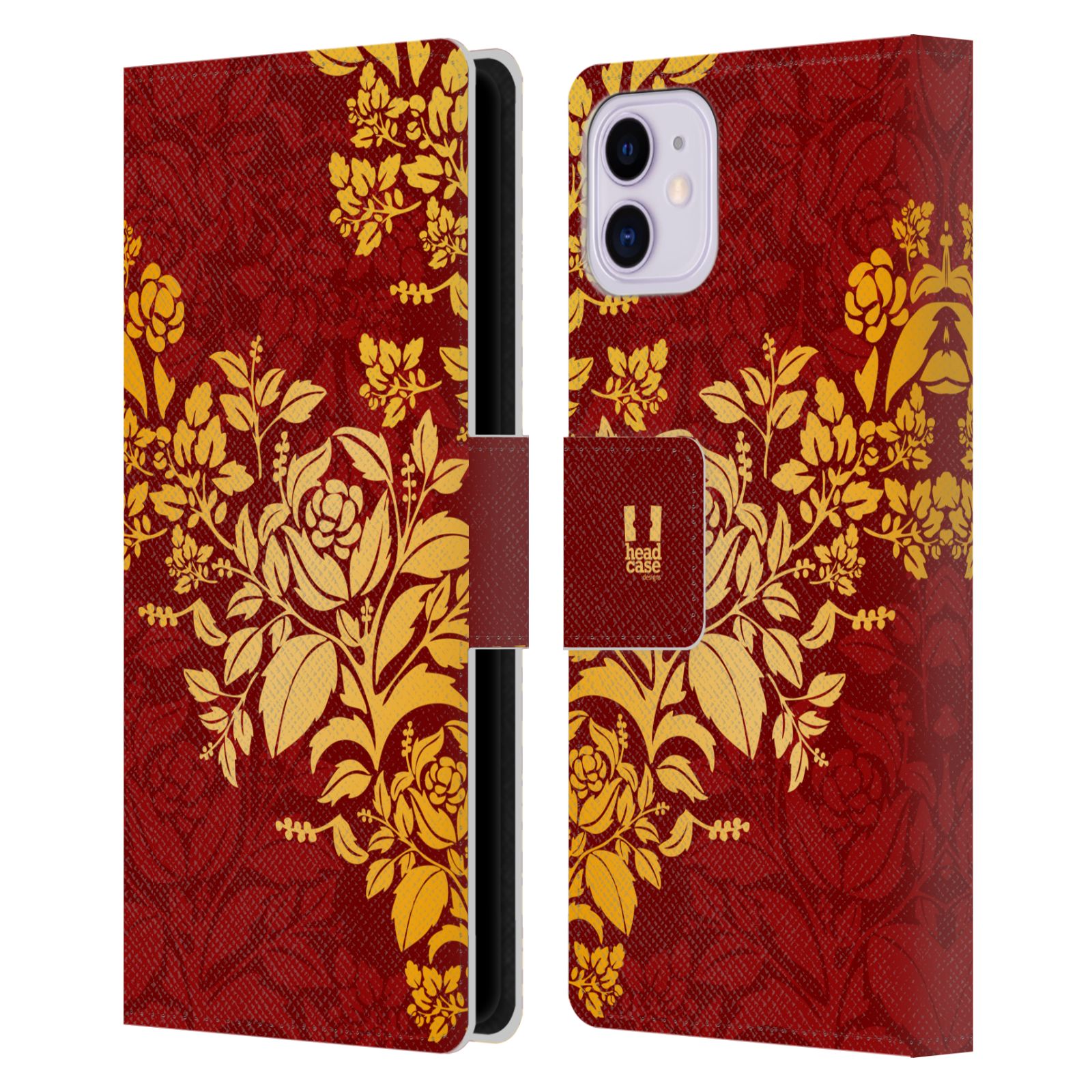 Pouzdro pro mobil Apple Iphone 11 - Moderní rudé baroko květy