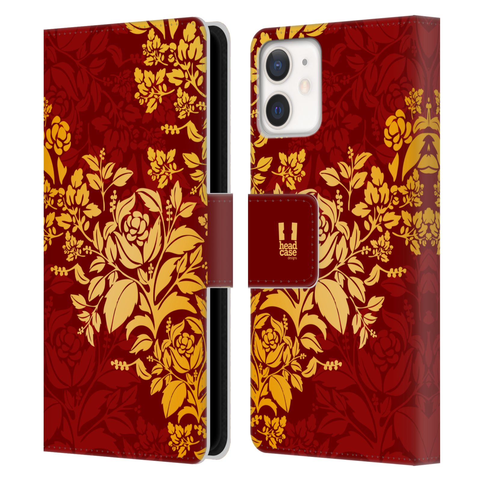 Pouzdro pro mobil Apple Iphone 12 MINI - Moderní rudé baroko květy