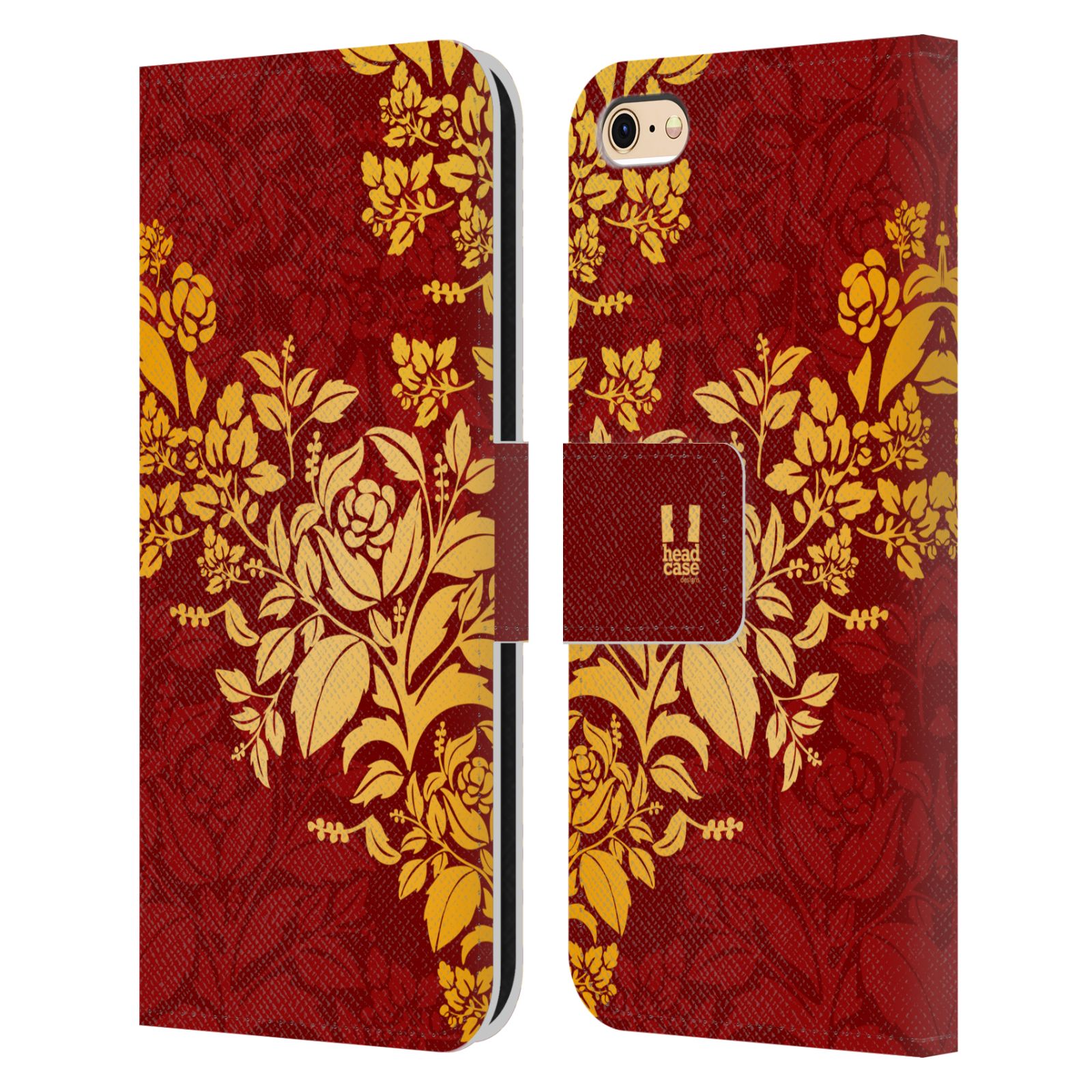 Pouzdro pro mobil Apple Iphone 6 / 6S - Moderní rudé baroko květy