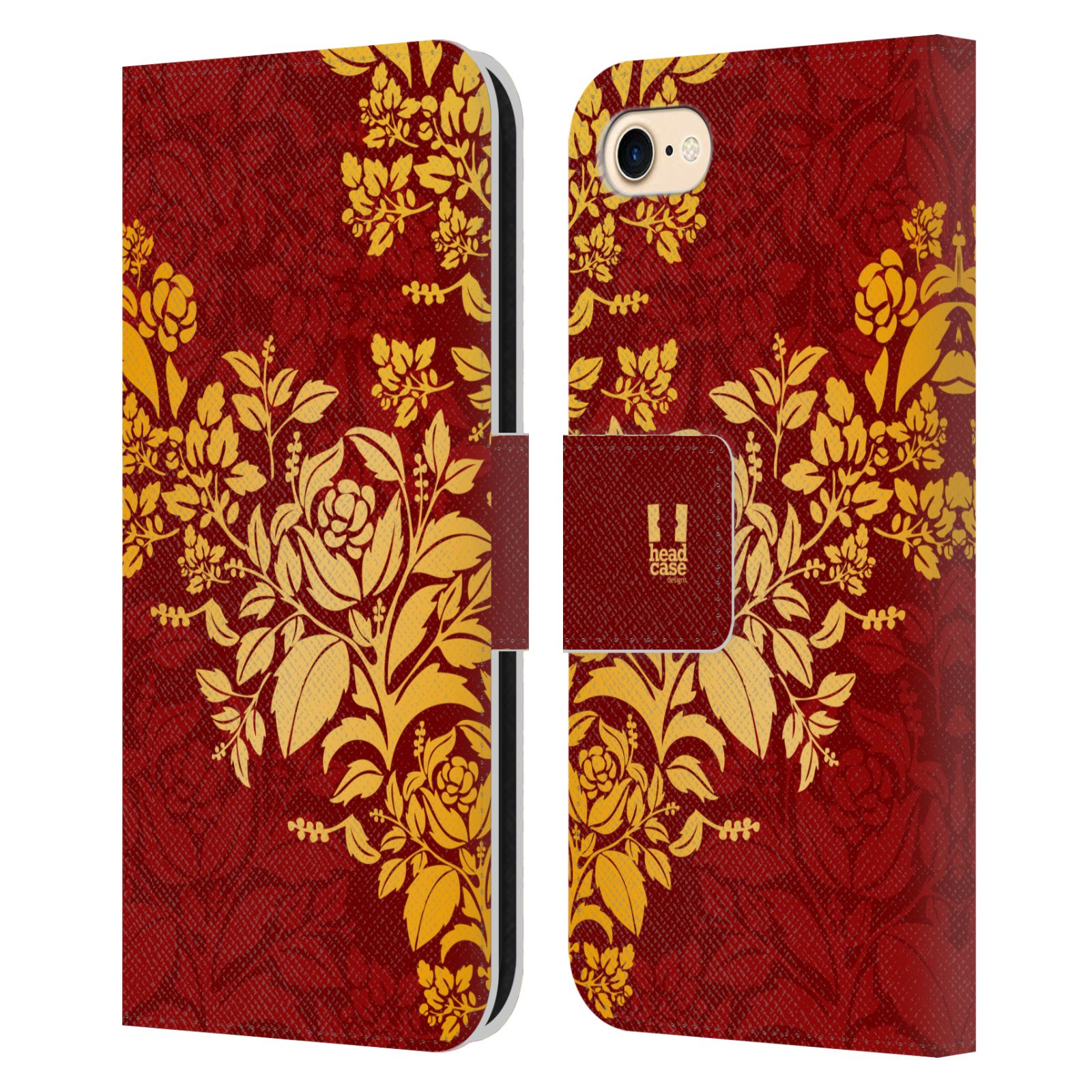 Pouzdro pro mobil Apple Iphone 7/8/SE2020 - Moderní rudé baroko květy