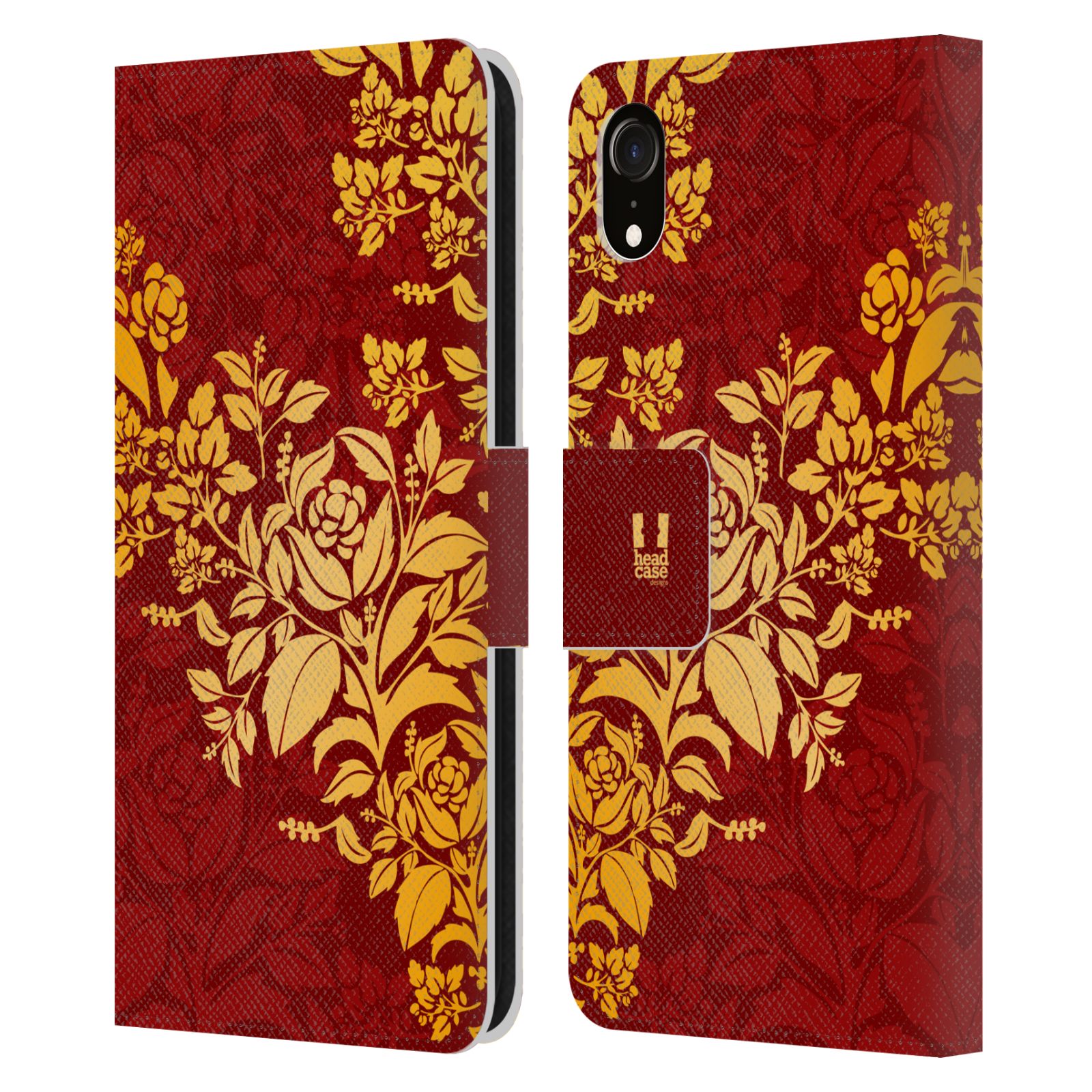 Pouzdro pro mobil Apple Iphone XR - Moderní rudé baroko květy