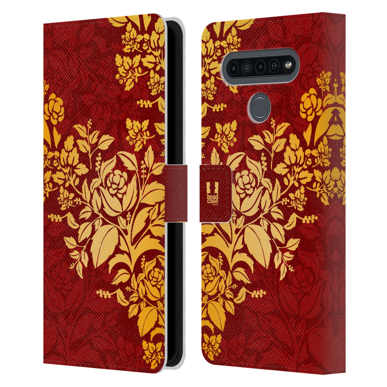 Pouzdro pro mobil LG K41s  - Moderní rudé baroko květy