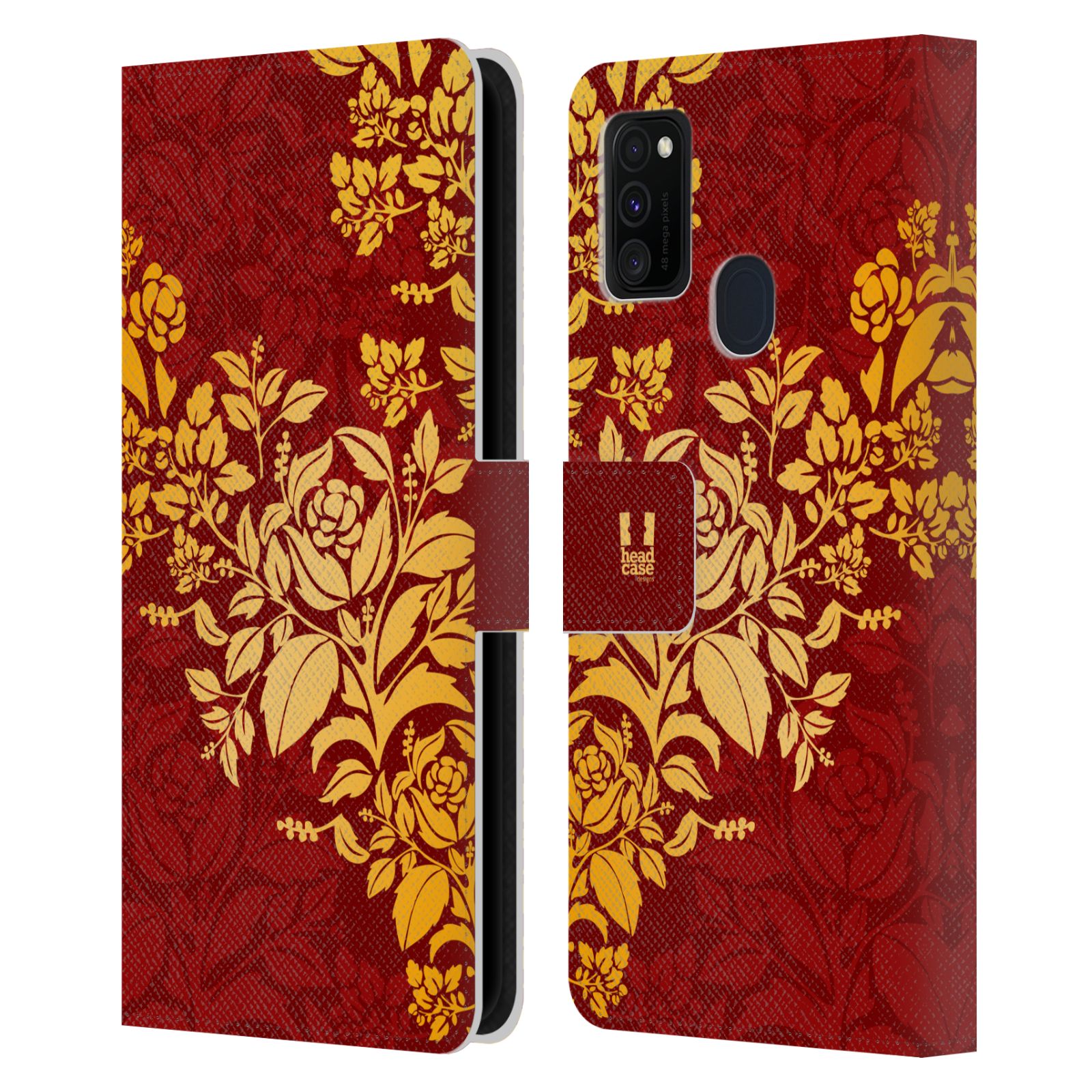 Pouzdro pro mobil Samsung Galaxy M21 - Moderní rudé baroko květy