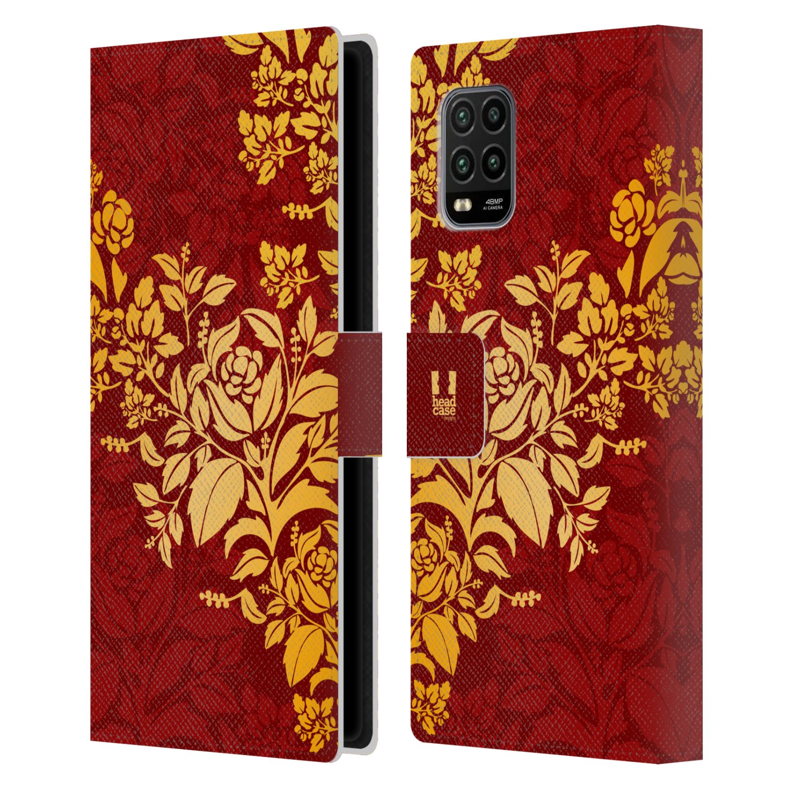 Pouzdro pro mobil Xiaomi Mi 10 LITE  - Moderní rudé baroko květy