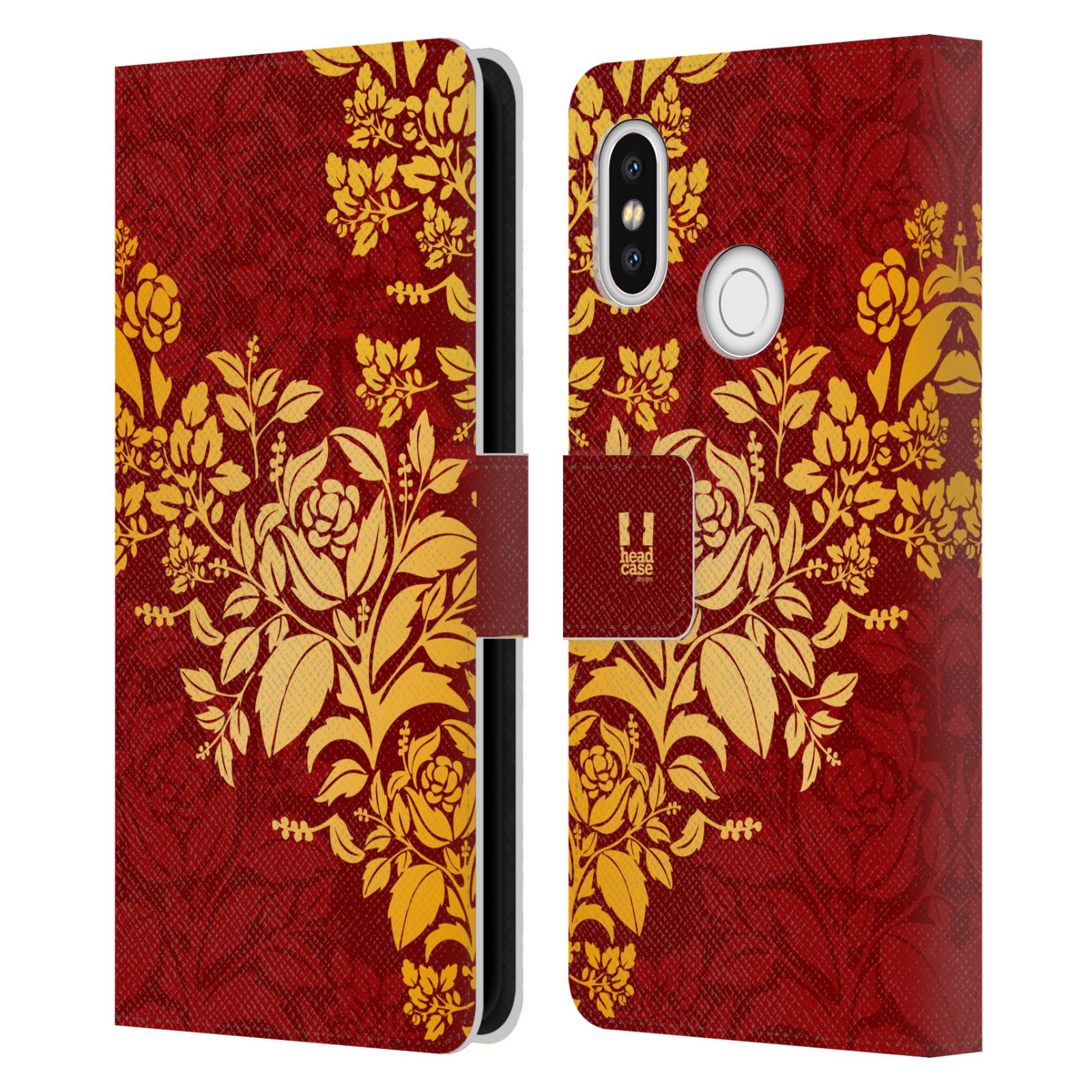 Pouzdro pro mobil Xiaomi Mi 8  - Moderní rudé baroko květy