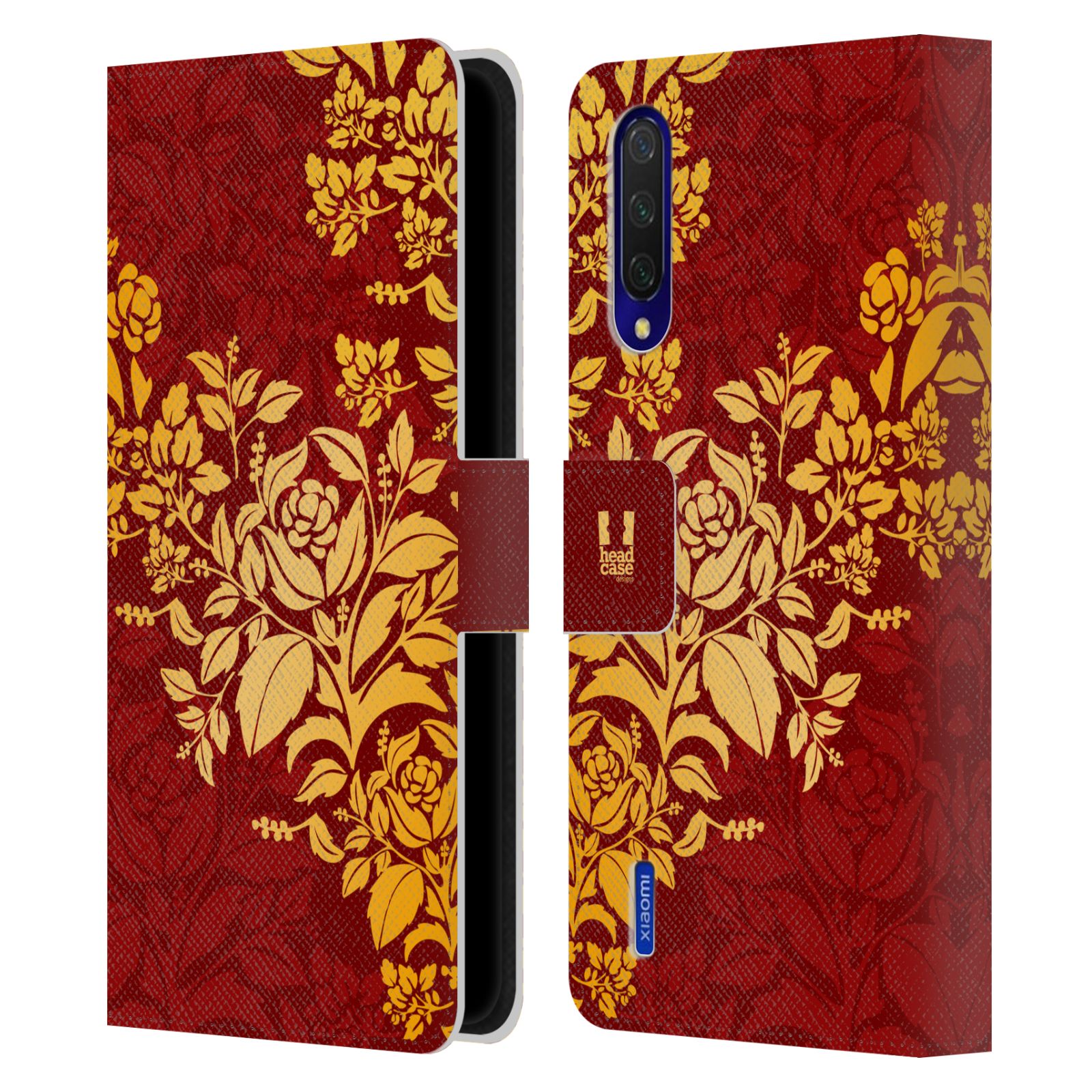 Pouzdro pro mobil Xiaomi Mi 9 LITE  - Moderní rudé baroko květy
