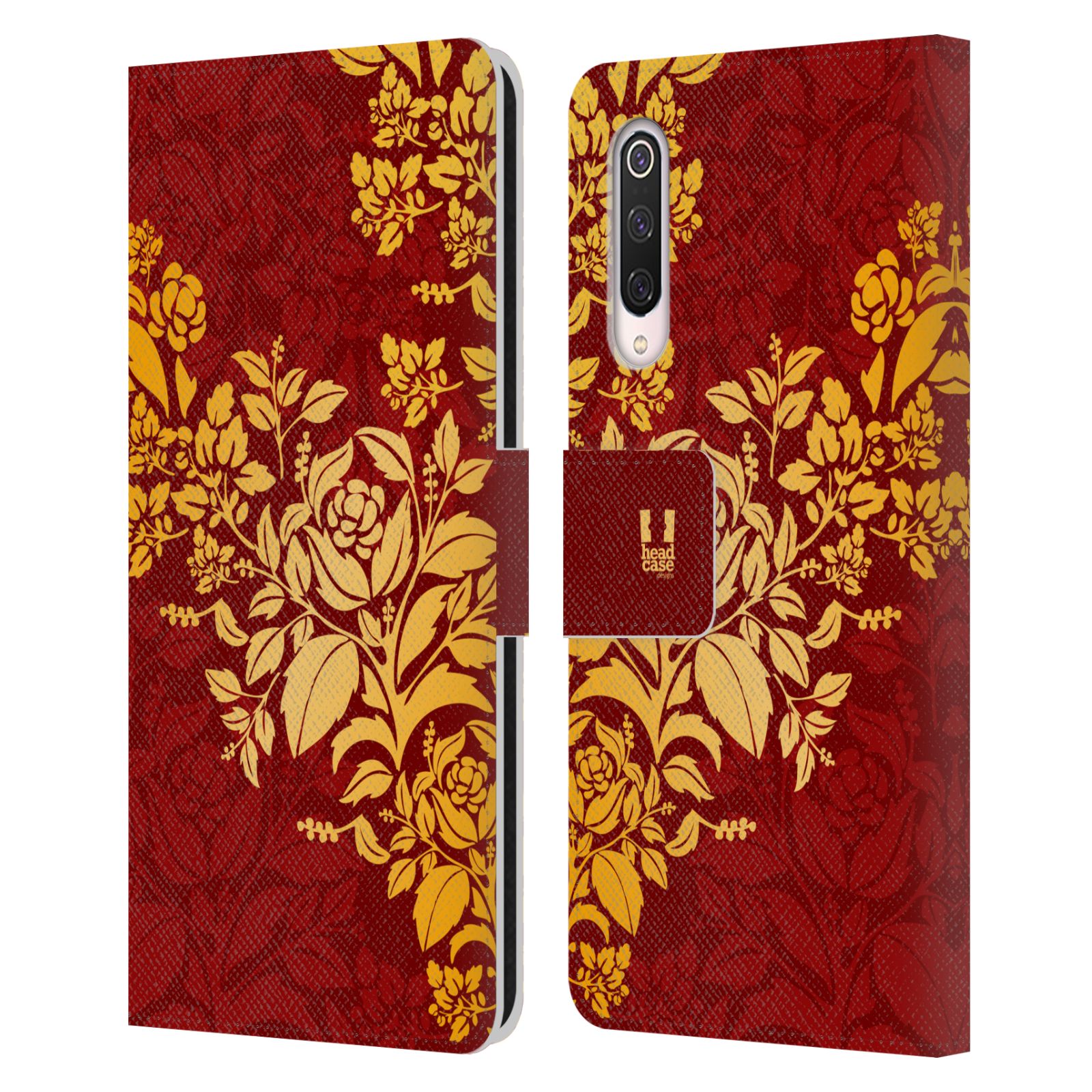 Pouzdro pro mobil Xiaomi Mi 9 PRO  - Moderní rudé baroko květy