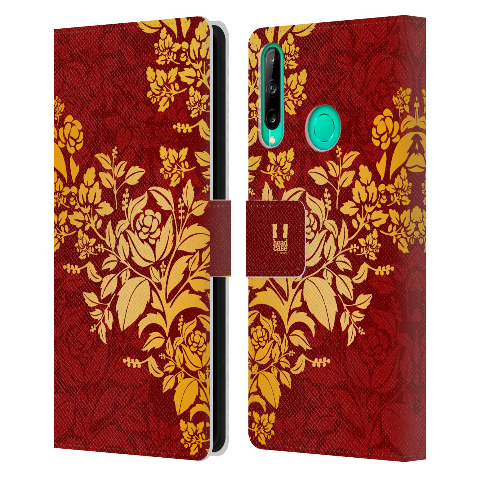 Pouzdro pro mobil Huawei P40 LITE E - Moderní rudé baroko květy
