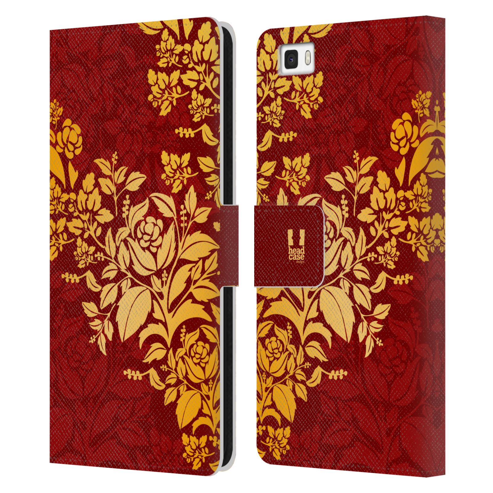 Pouzdro pro mobil Huawei P8 LITE - Moderní rudé baroko květy