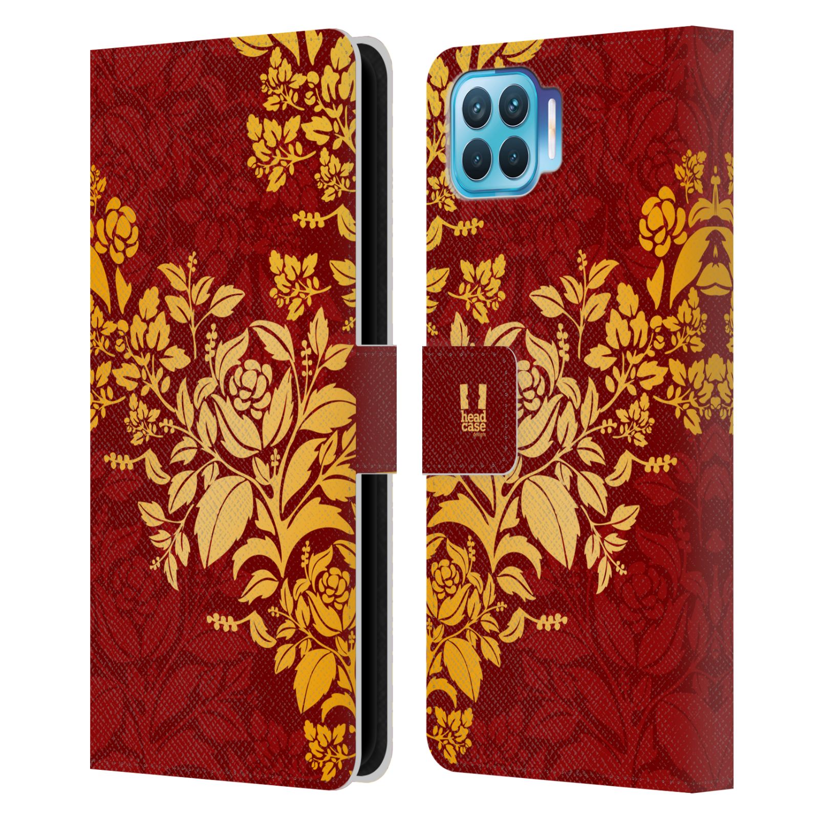 Pouzdro pro mobil Oppo Reno 4 LITE  - Moderní rudé baroko květy