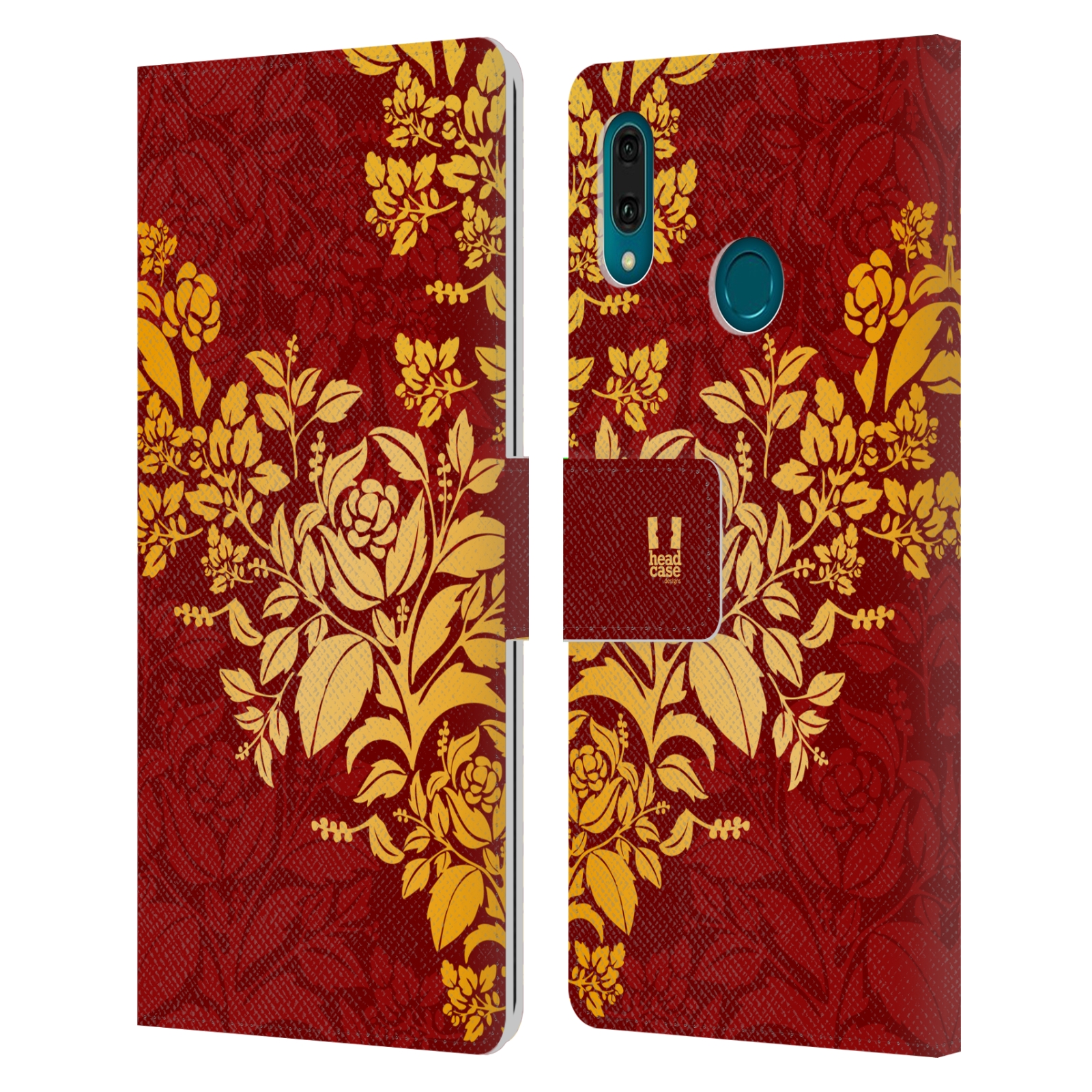 Pouzdro na mobil Huawei Y9 2019 moderní baroko rudá a zlatá