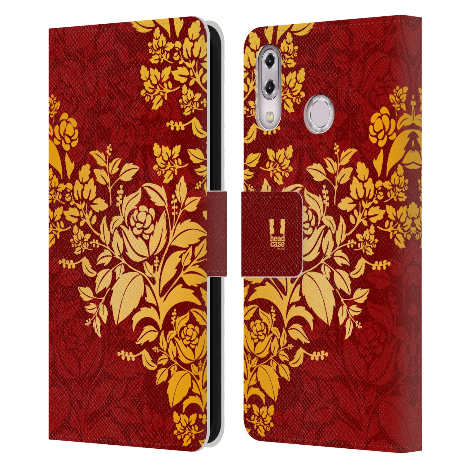 Pouzdro pro mobil Asus Zenfone 5z ZS620KL, 5 ZE620KL  - Moderní rudé baroko květy