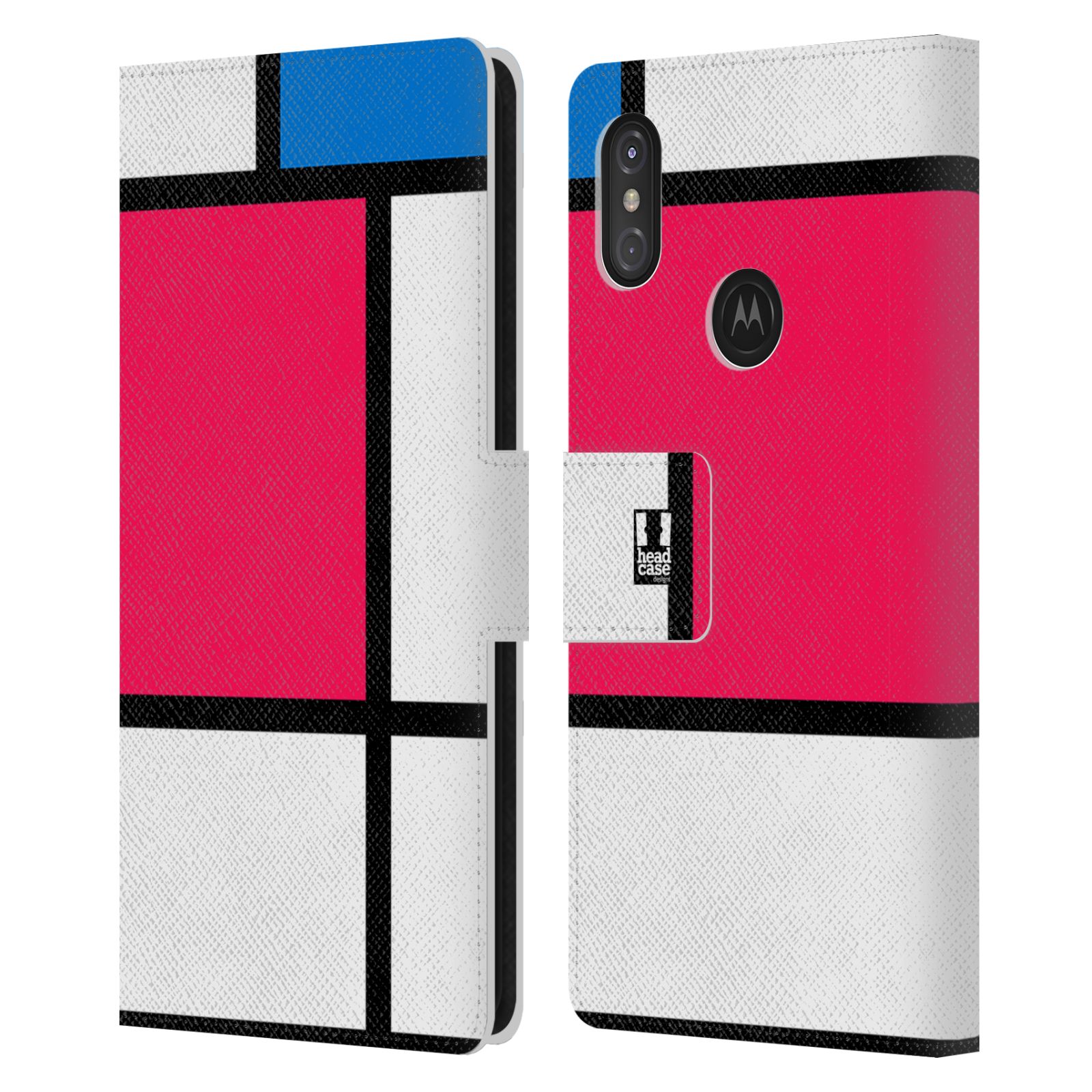 Pouzdro pro mobil Motorola ONE POWER  - Abstrakt růžová modrá