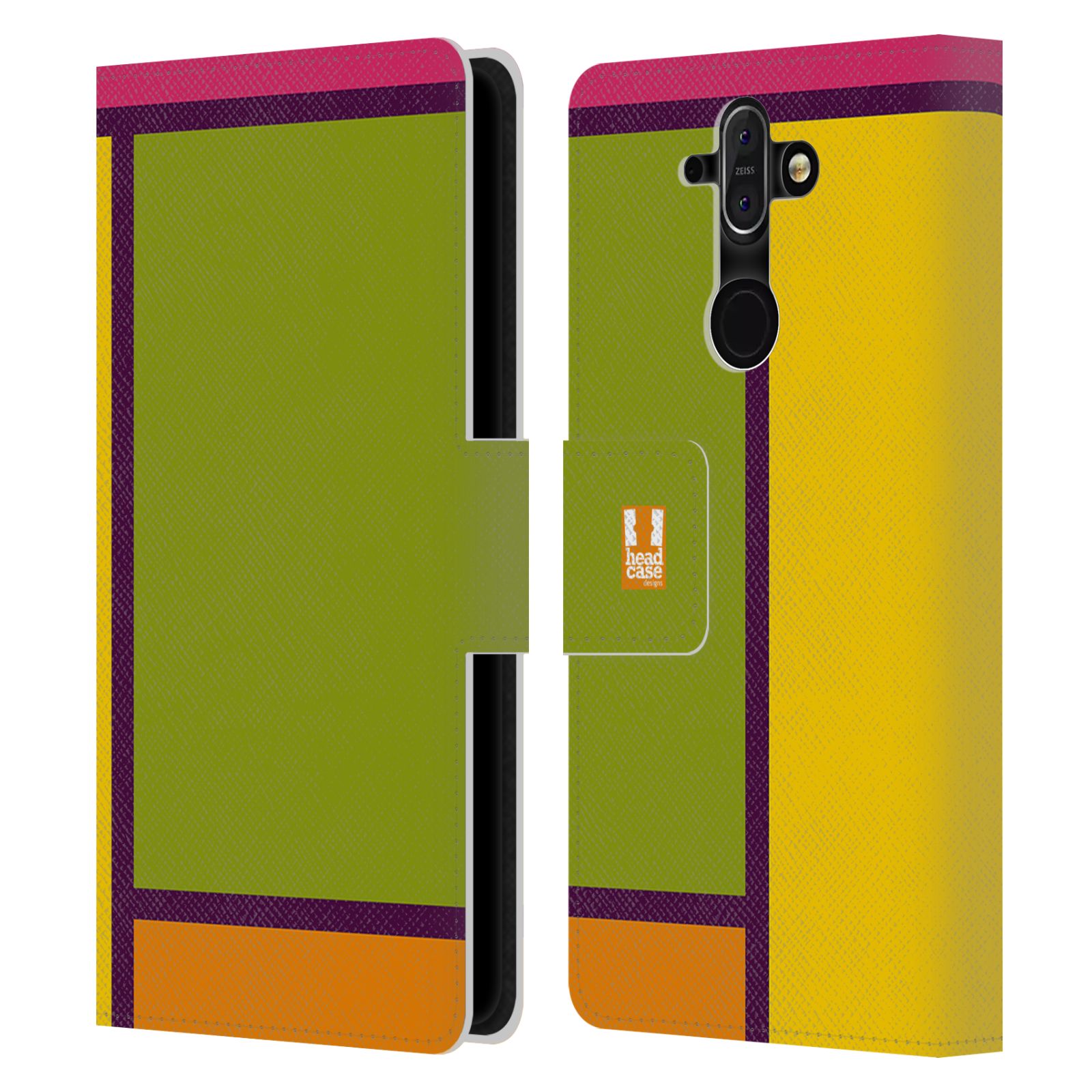 HEAD CASE Flipové pouzdro pro mobil Nokia 8 SIROCCO MODERN barevná kostka zelená a žlutá