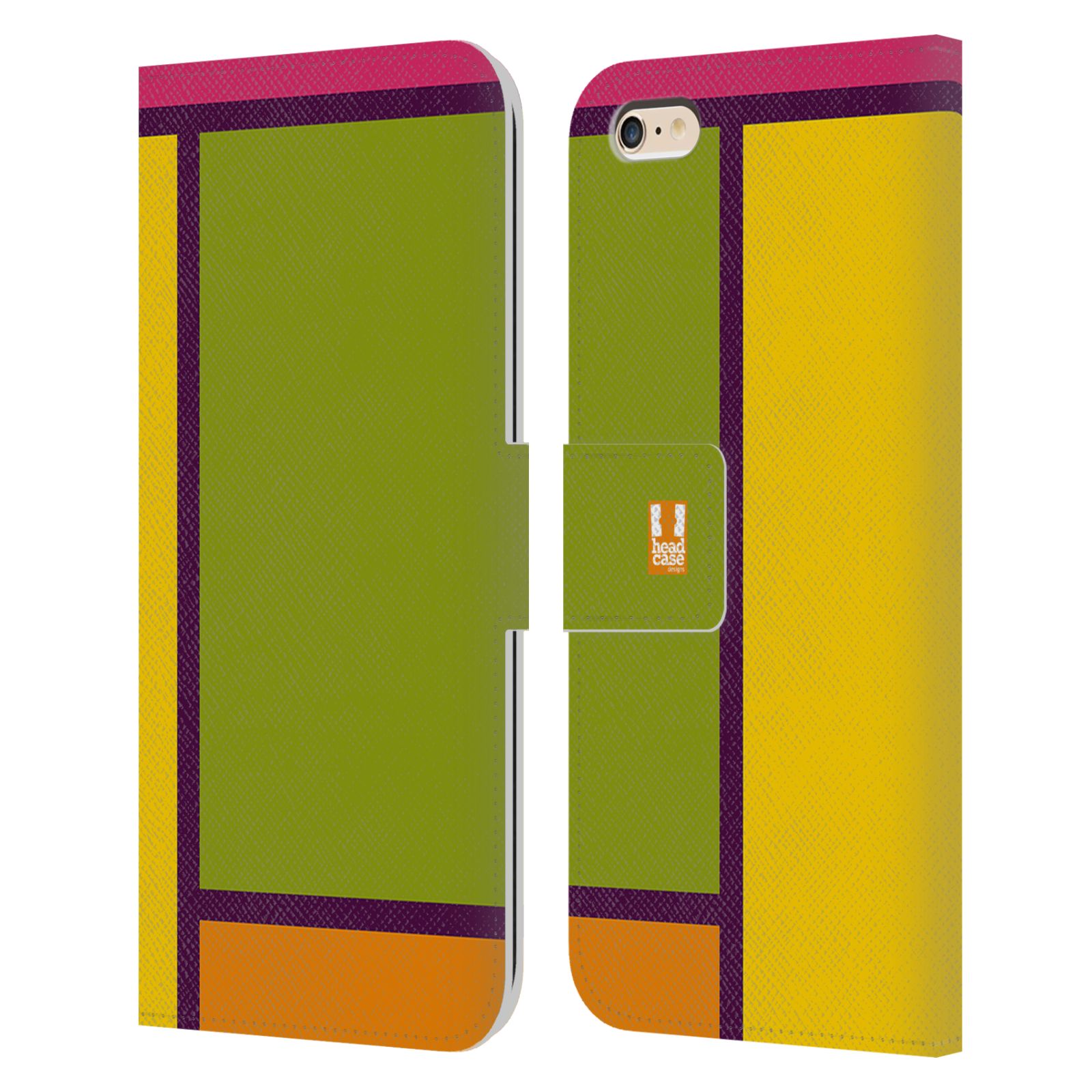HEAD CASE Flipové pouzdro pro mobil Apple Iphone 6 PLUS / 6S PLUS MODERN barevná kostka zelená a žlutá