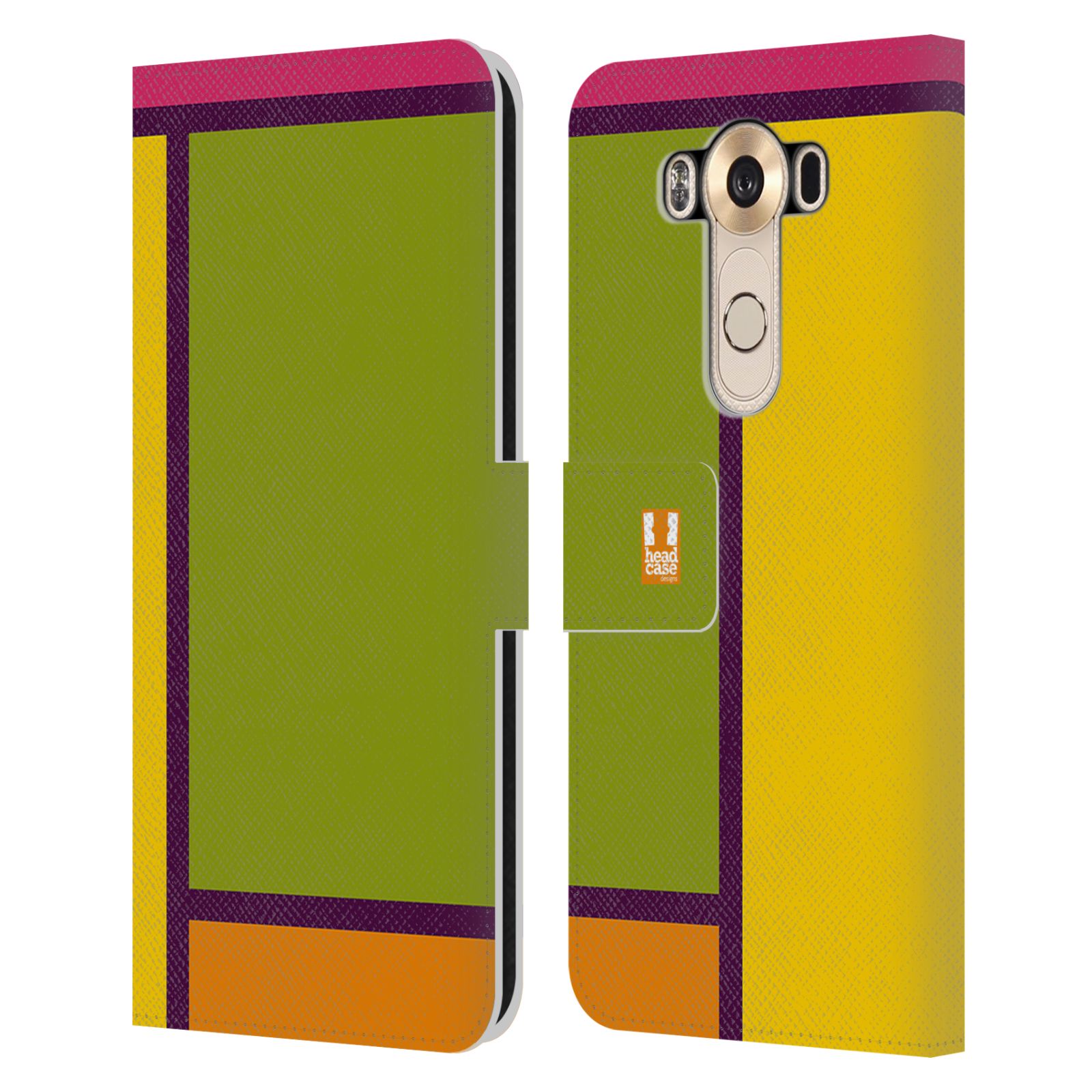 HEAD CASE Flipové pouzdro pro mobil LG V10 MODERN barevná kostka zelená a žlutá