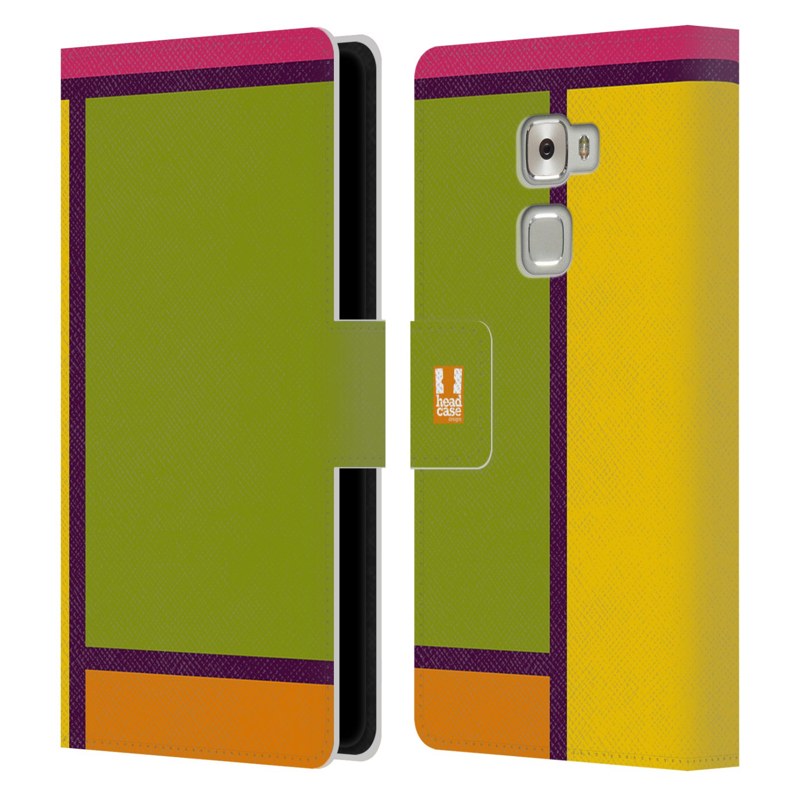 HEAD CASE Flipové pouzdro pro mobil Huawei MATE S MODERN barevná kostka zelená a žlutá