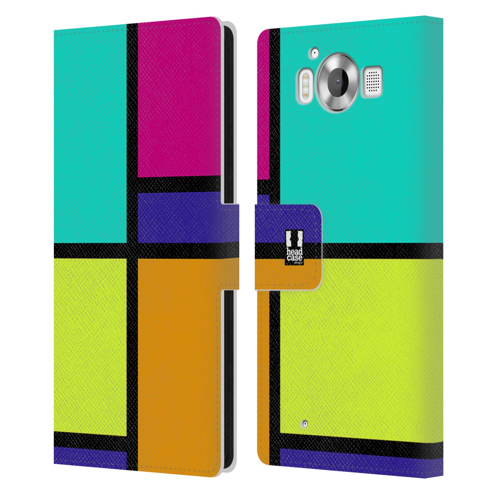 HEAD CASE Flipové pouzdro pro mobil Microsoft Lumia 950 / LUMIA 950 DUAL SIM MODERN barevná kostka oranžová, fialová, modrá RETRO