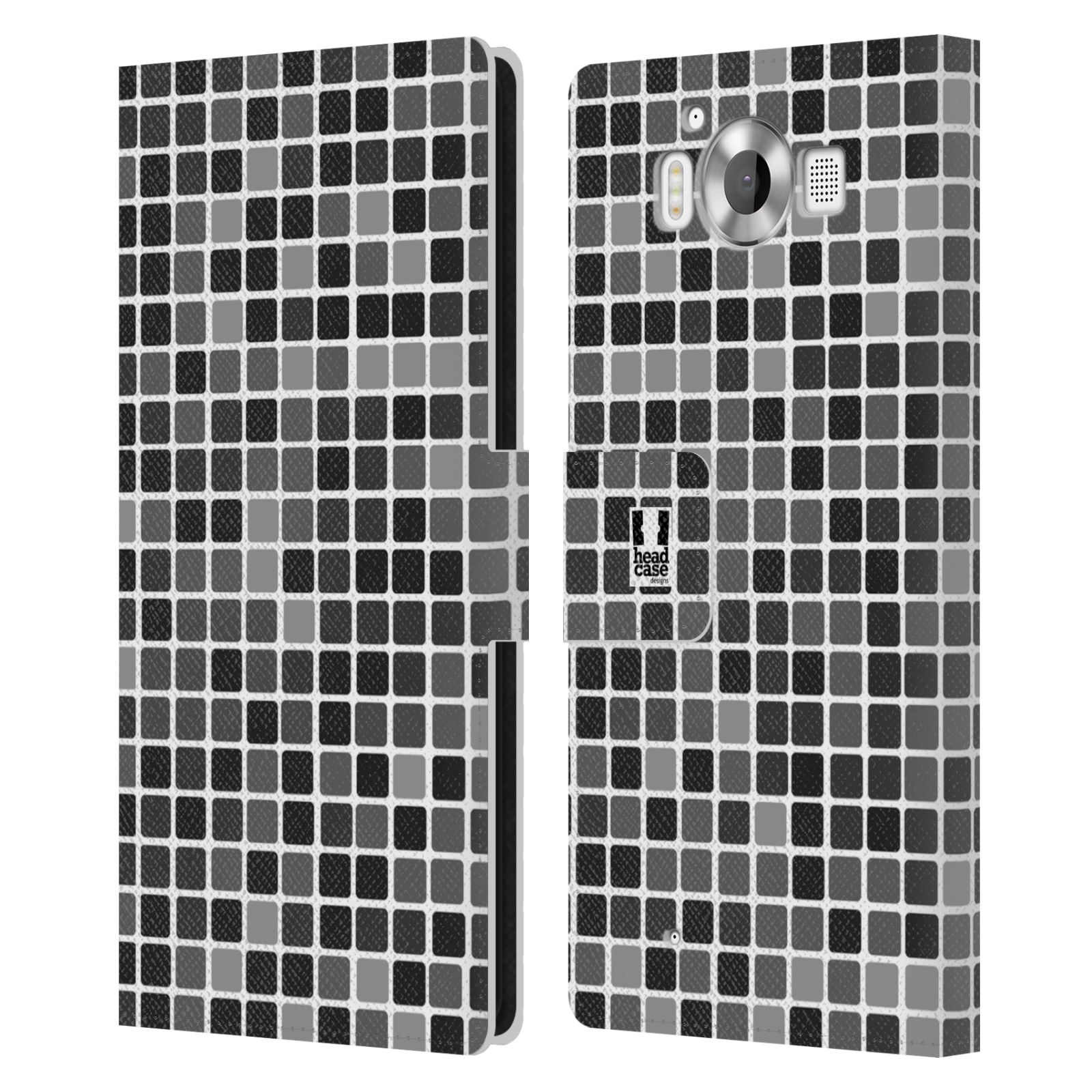 HEAD CASE Flipové pouzdro pro mobil Microsoft Lumia 950 / LUMIA 950 DUAL SIM DISKO kostičky šedá