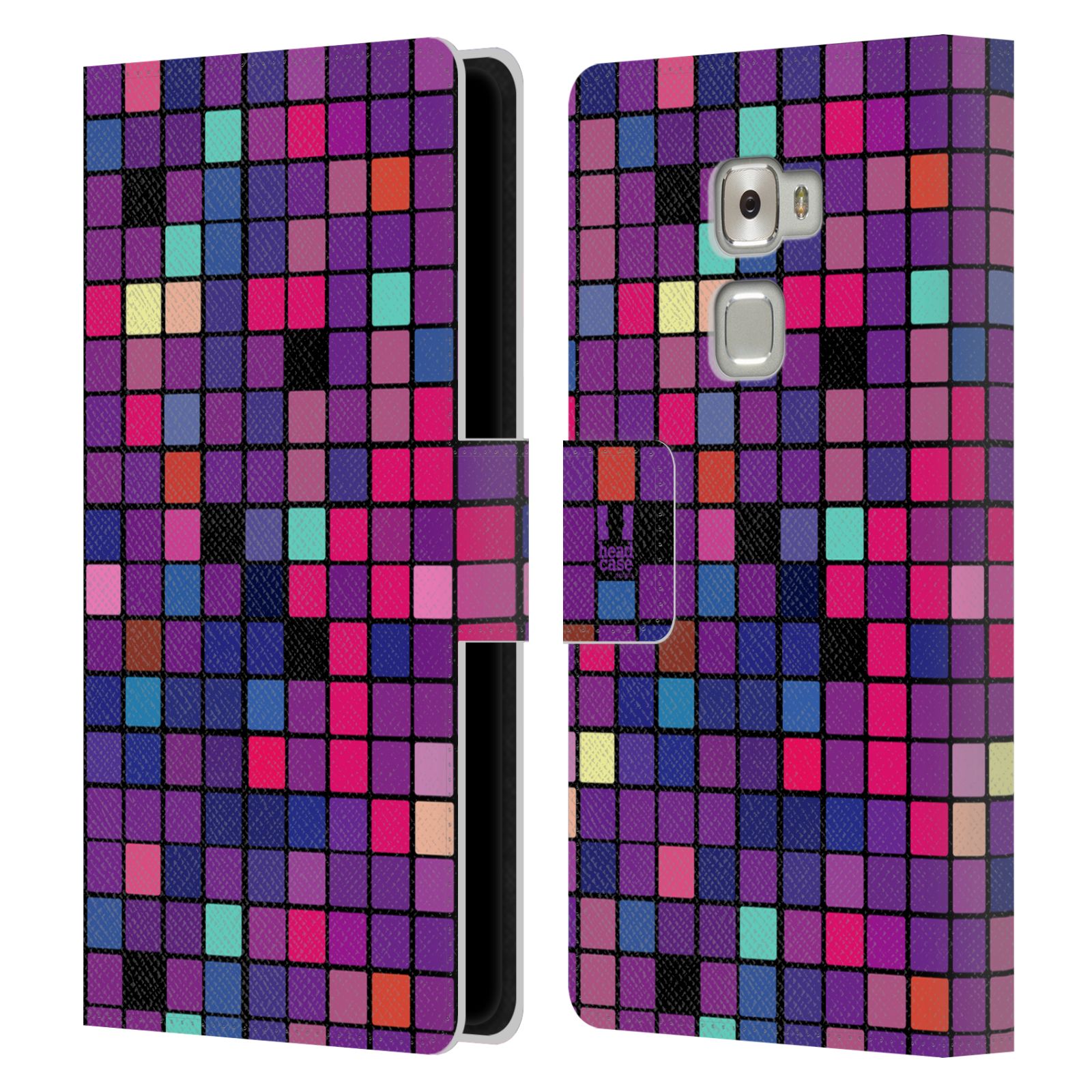 HEAD CASE Flipové pouzdro pro mobil Huawei MATE S DISKO kostičky fialová DISKO