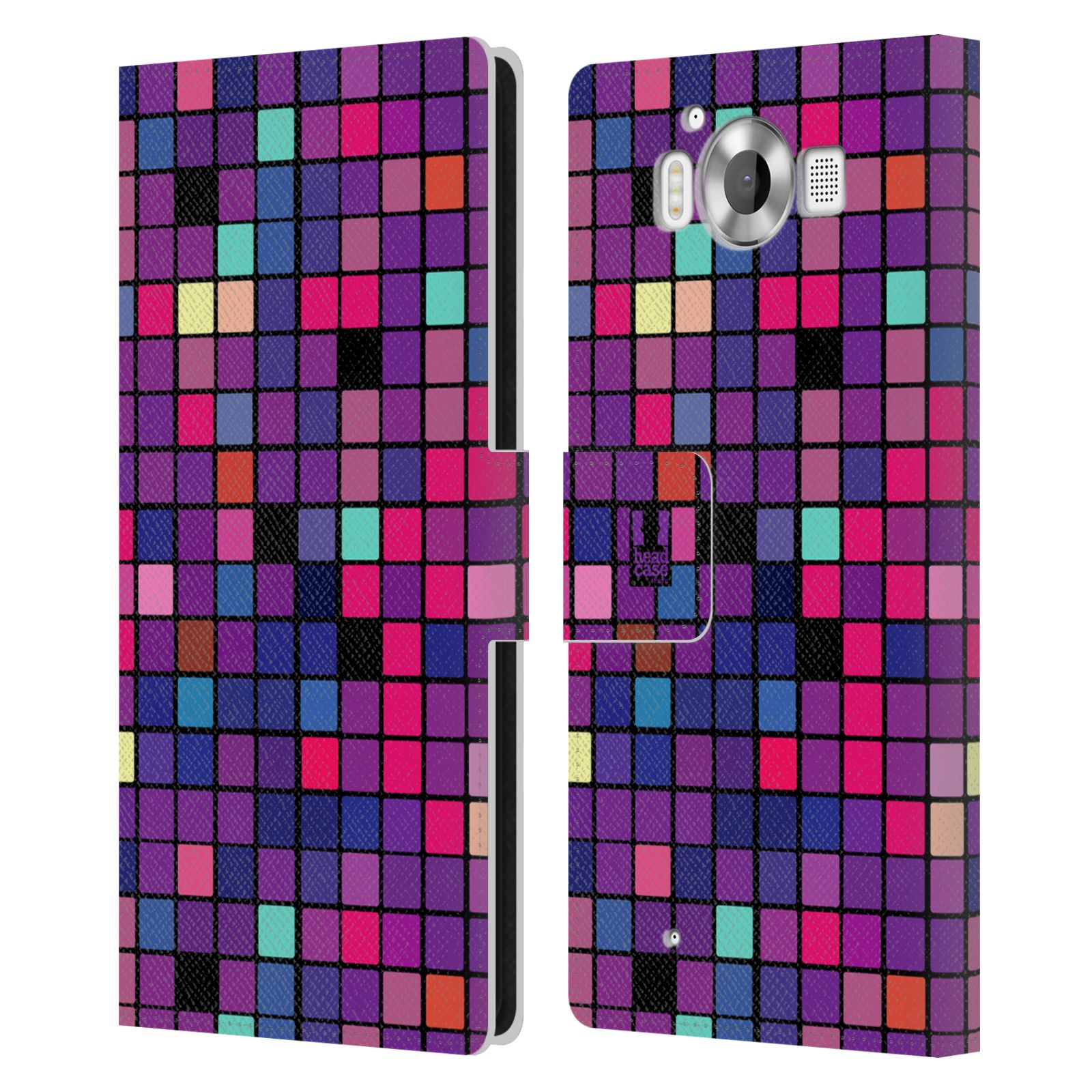 HEAD CASE Flipové pouzdro pro mobil Microsoft Lumia 950 / LUMIA 950 DUAL SIM DISKO kostičky fialová DISKO