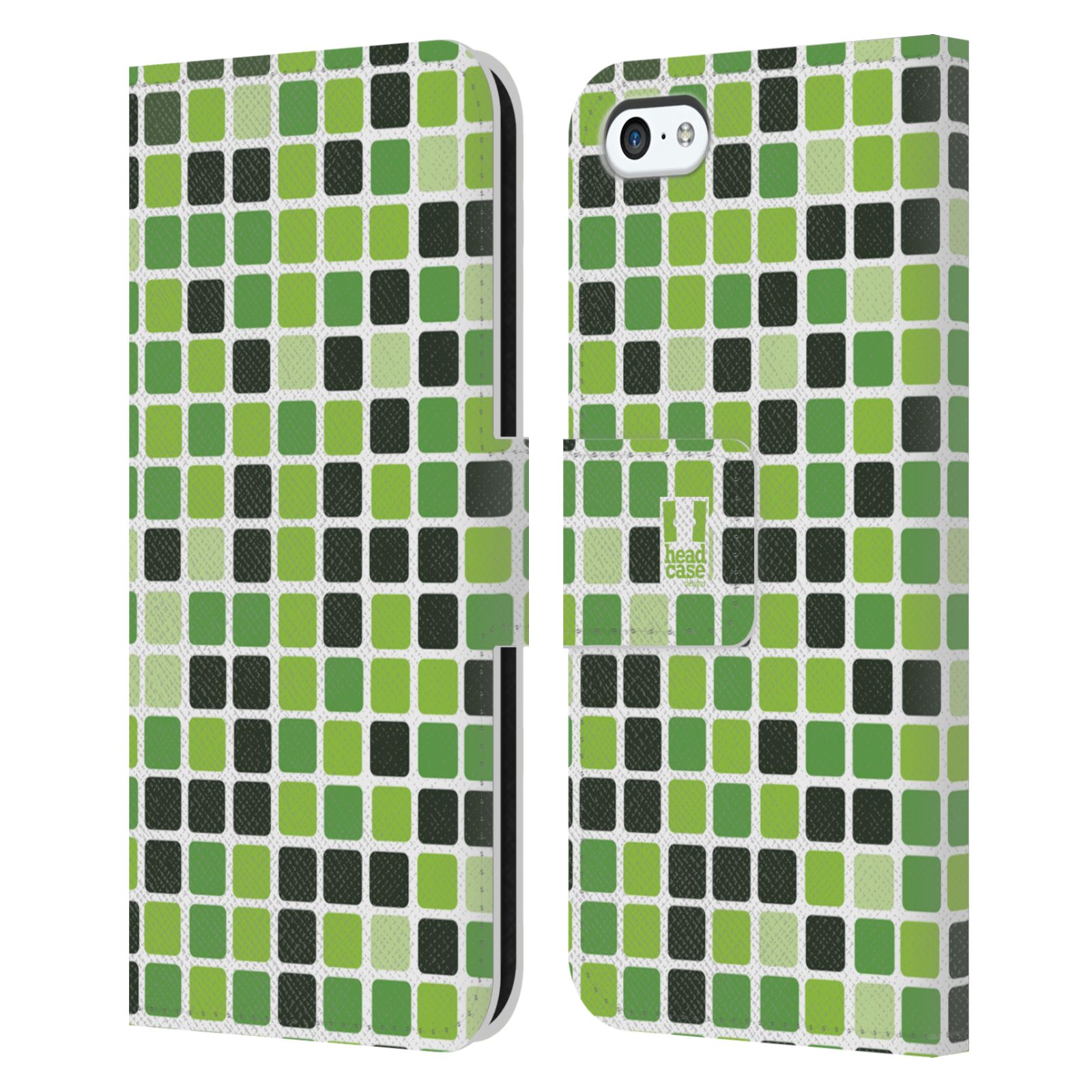 HEAD CASE Flipové pouzdro pro mobil Apple Iphone 5C DISKO kostičky zelená