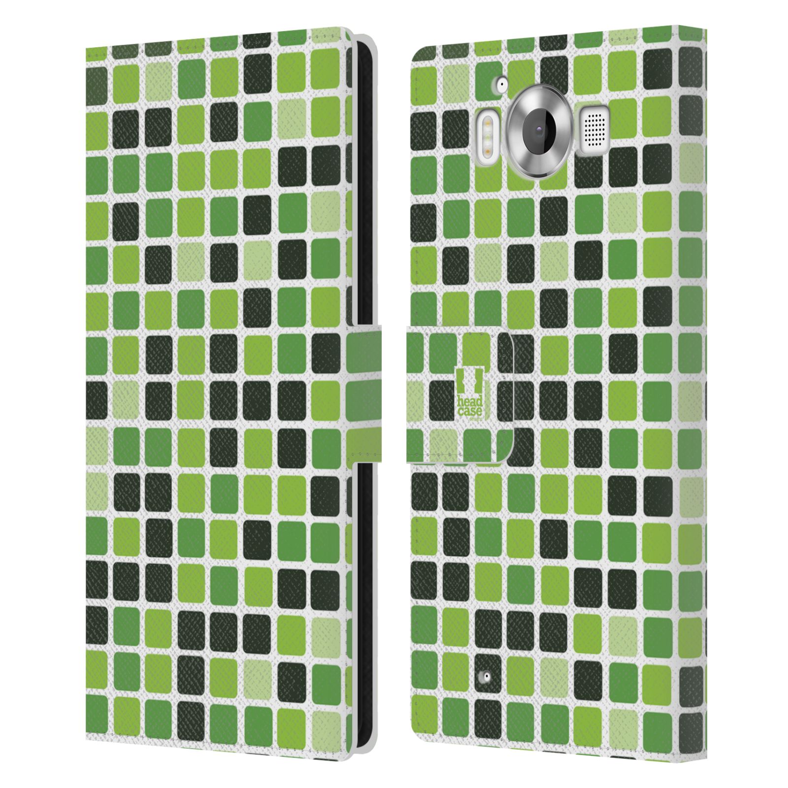 HEAD CASE Flipové pouzdro pro mobil Microsoft Lumia 950 / LUMIA 950 DUAL SIM DISKO kostičky zelená