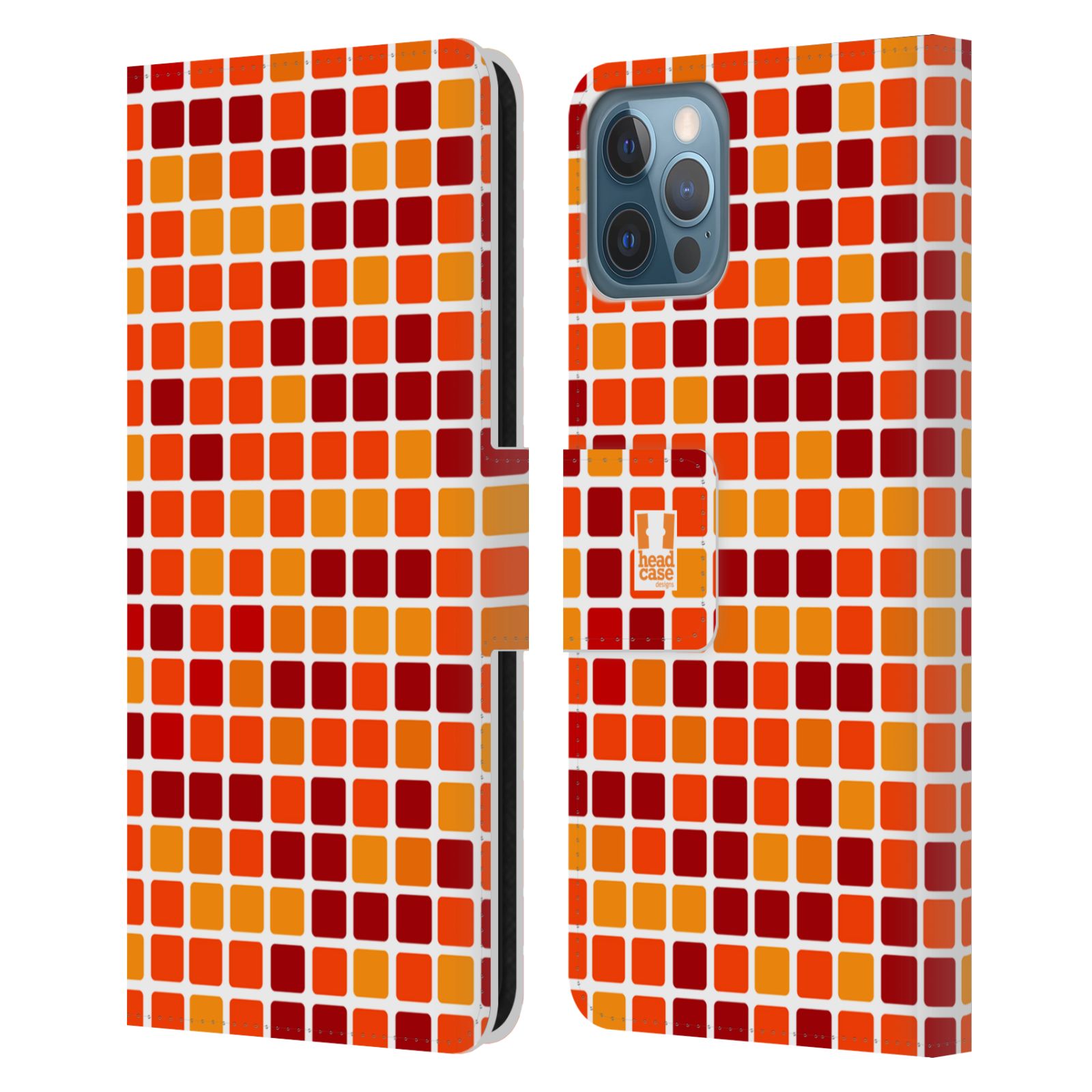 HEAD CASE Flipové pouzdro pro mobil Apple Iphone 12 / Iphone 12 PRO DISKO kostičky oranžová