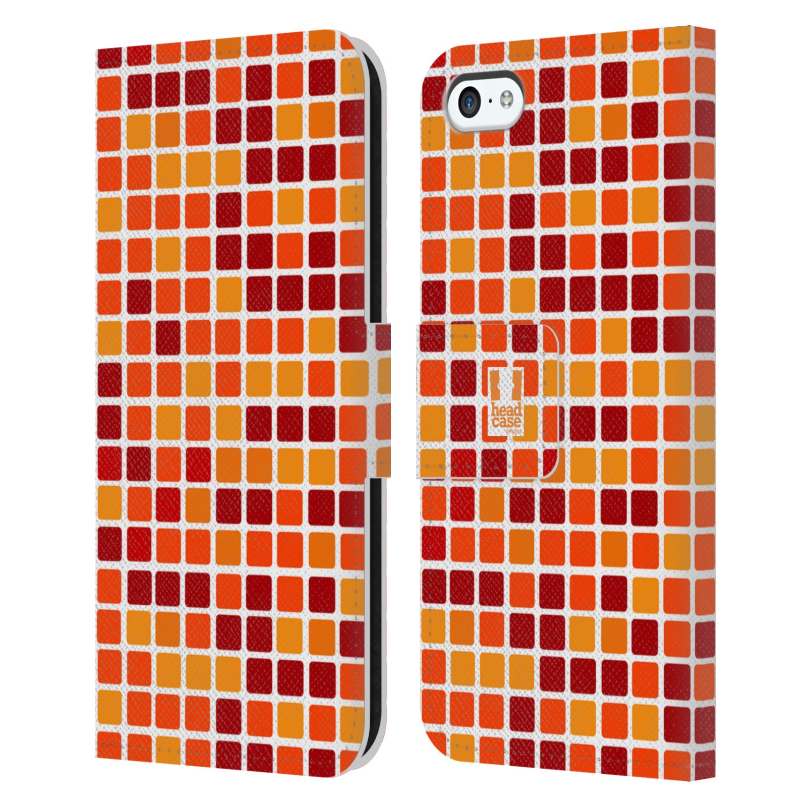 HEAD CASE Flipové pouzdro pro mobil Apple Iphone 5C DISKO kostičky oranžová