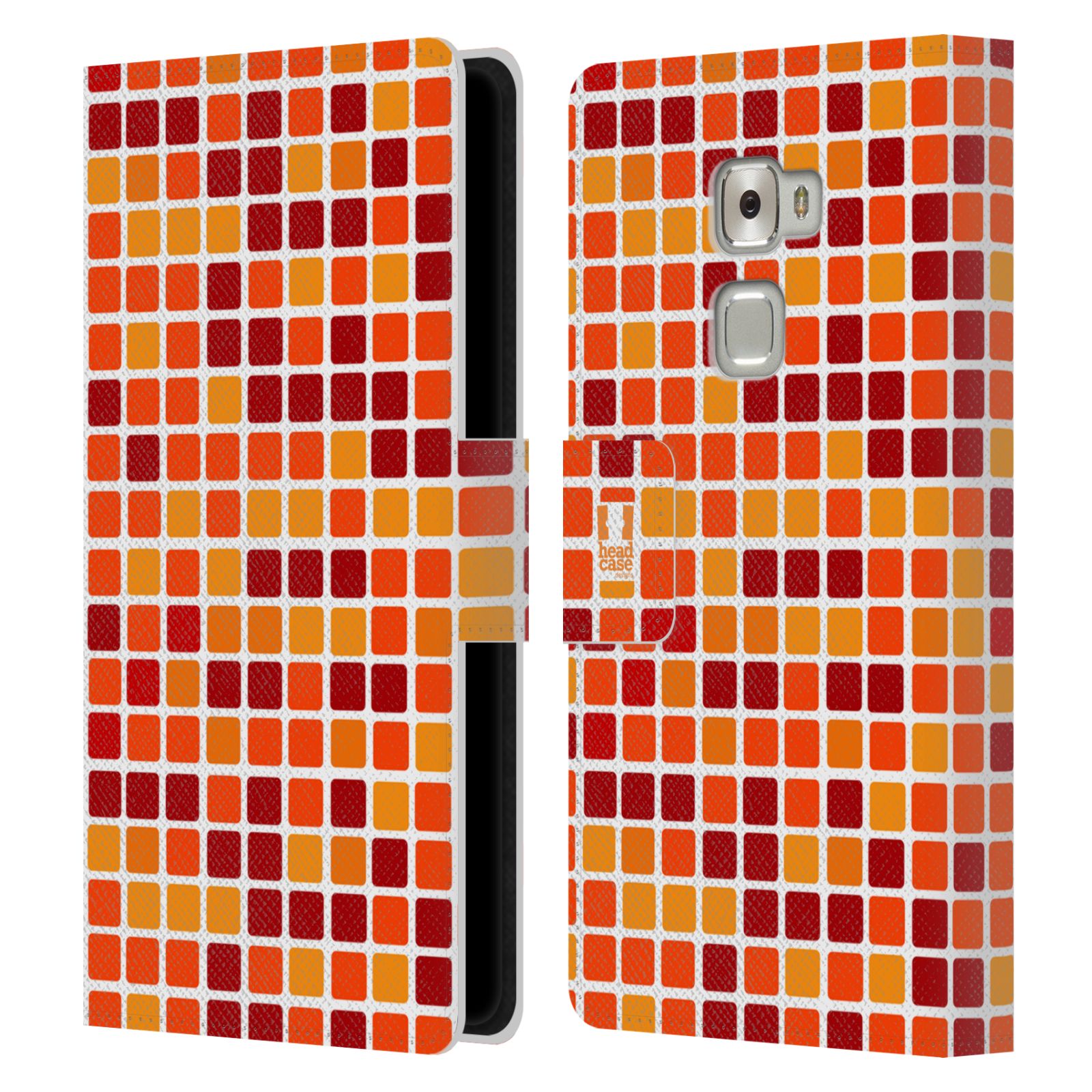 HEAD CASE Flipové pouzdro pro mobil Huawei MATE S DISKO kostičky oranžová