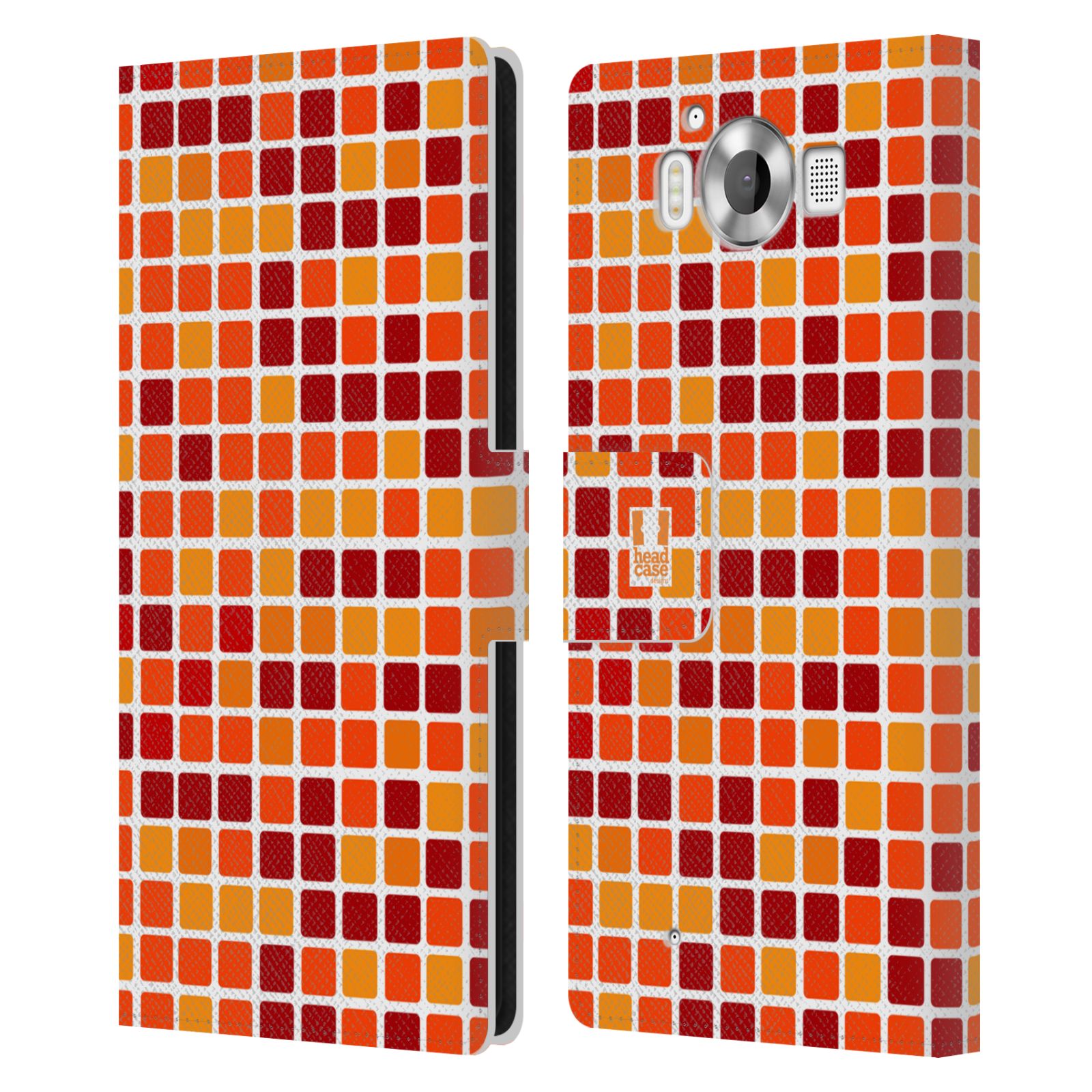 HEAD CASE Flipové pouzdro pro mobil Microsoft Lumia 950 / LUMIA 950 DUAL SIM DISKO kostičky oranžová