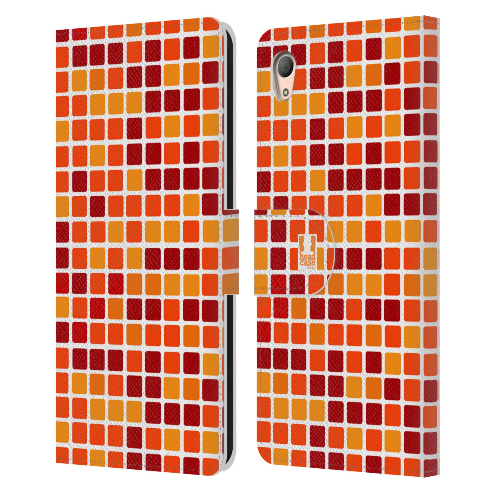 HEAD CASE Flipové pouzdro pro mobil SONY XPERIA Z3+ (PLUS) DISKO kostičky oranžová