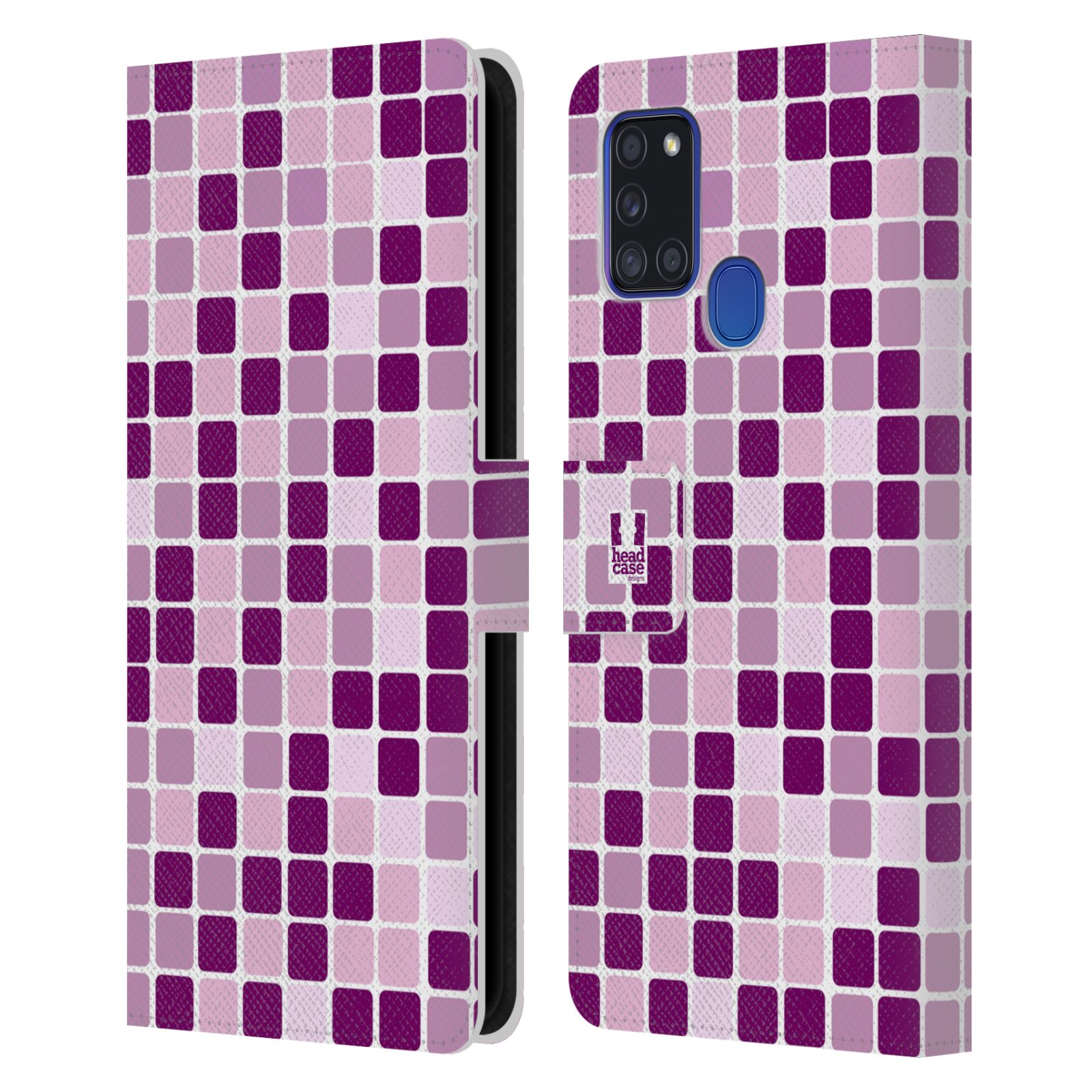 HEAD CASE Flipové pouzdro pro mobil Samsung Galaxy A21s DISKO kostičky fialová