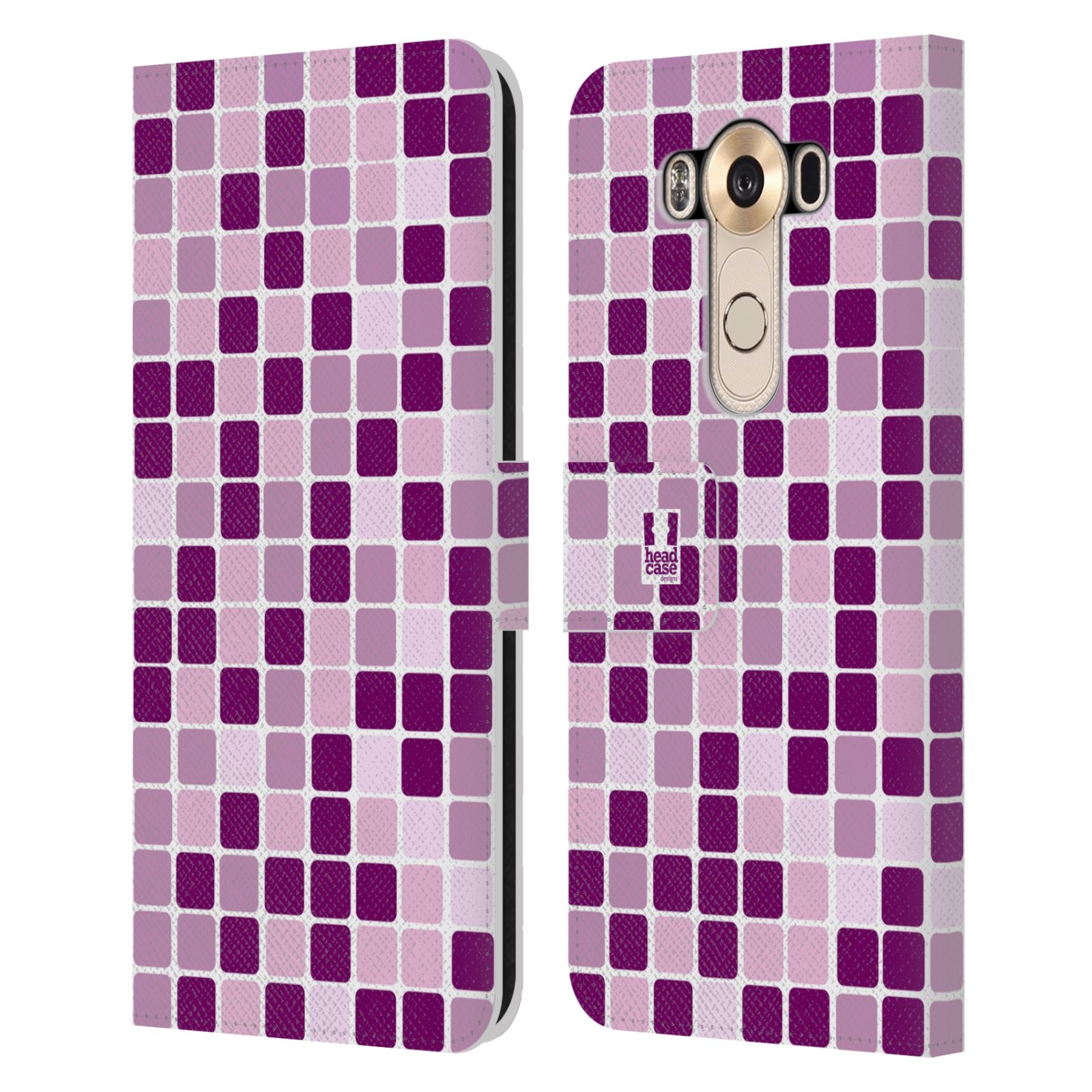 HEAD CASE Flipové pouzdro pro mobil LG V10 DISKO kostičky fialová