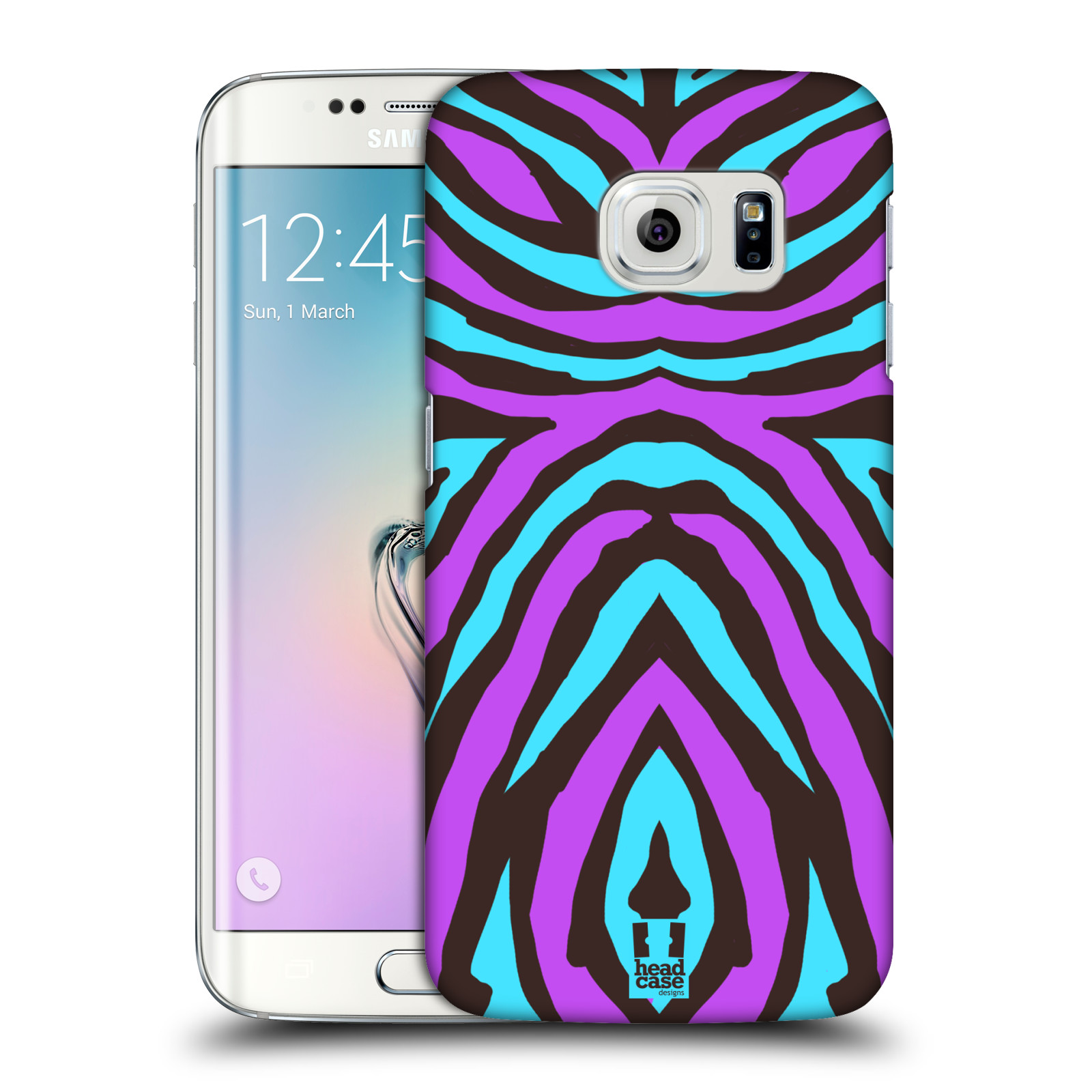 HEAD CASE plastový obal na mobil SAMSUNG Galaxy S6 EDGE (G9250, G925, G925F) vzor Divočina zvíře 2 bláznivé pruhy fialová a modrá