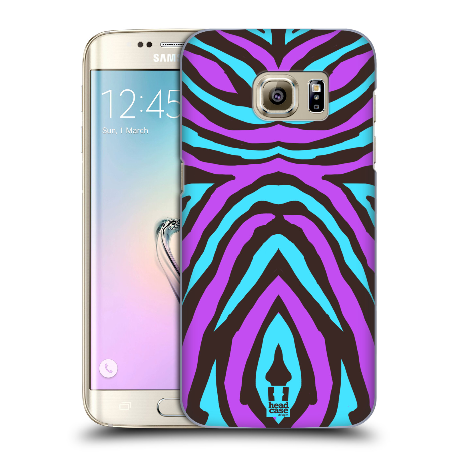 HEAD CASE plastový obal na mobil SAMSUNG GALAXY S7 EDGE vzor Divočina zvíře 2 bláznivé pruhy fialová a modrá