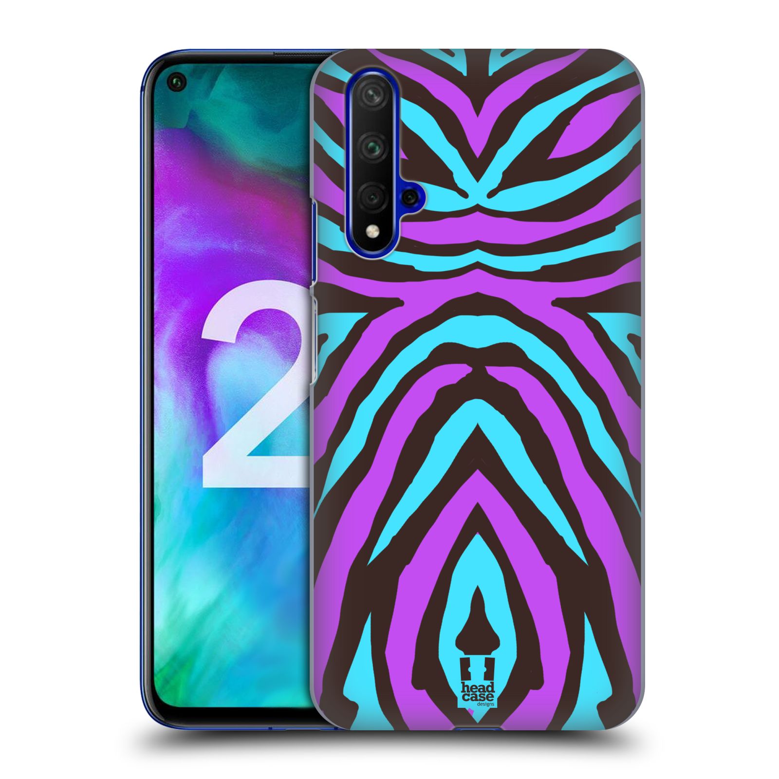 Pouzdro na mobil Honor 20 - HEAD CASE - vzor Divočina zvíře 2 bláznivé pruhy fialová a modrá
