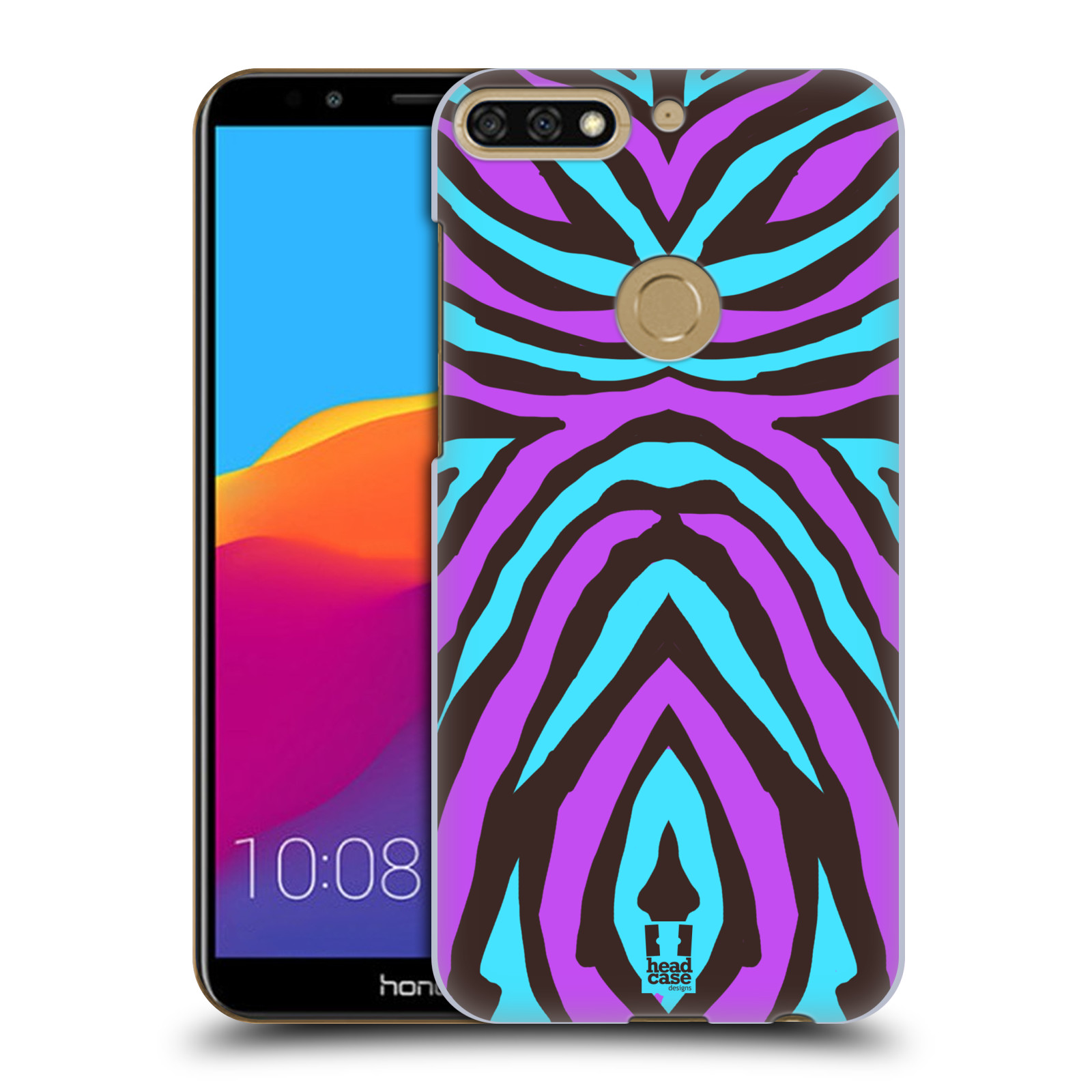 HEAD CASE plastový obal na mobil Honor 7c vzor Divočina zvíře 2 bláznivé pruhy fialová a modrá