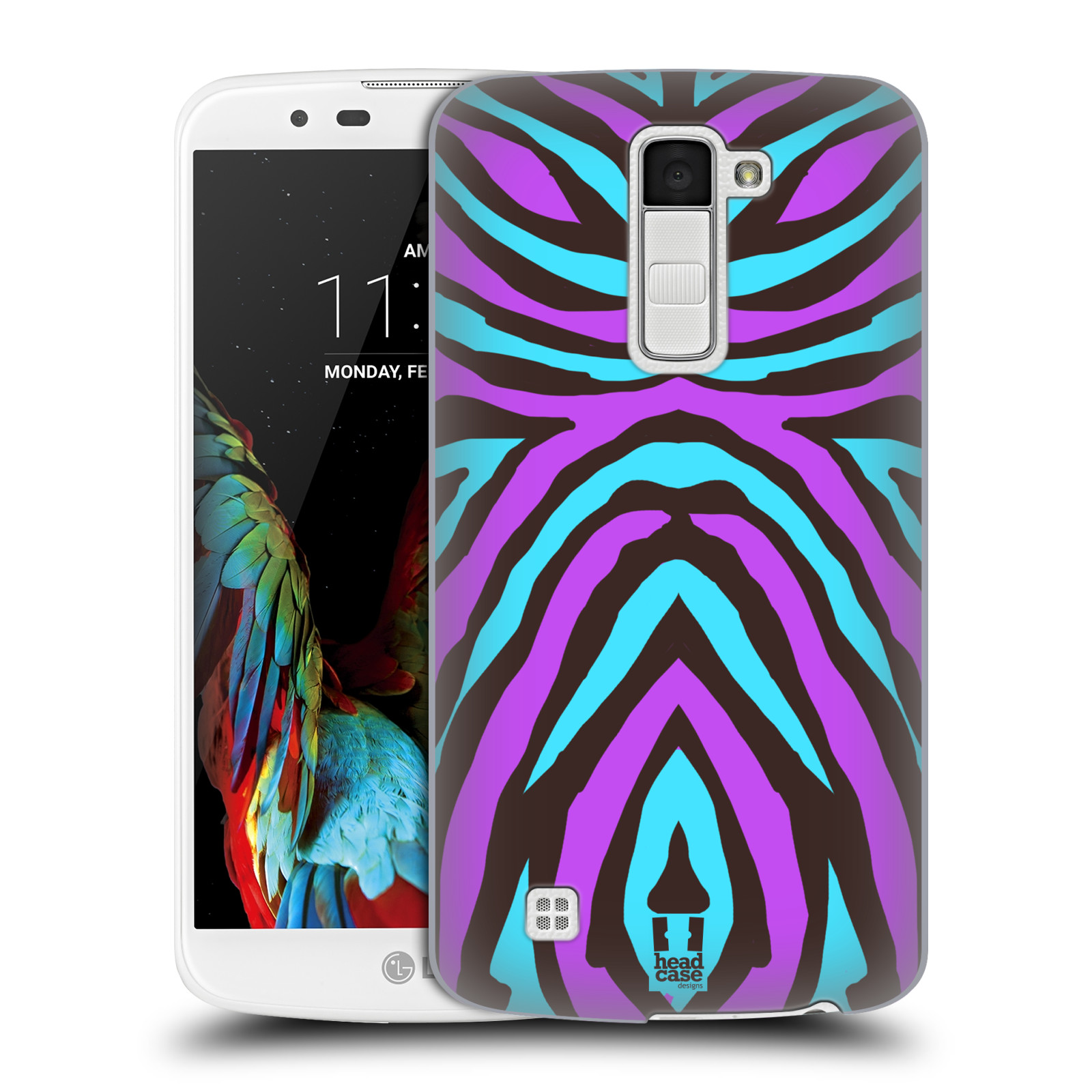 HEAD CASE plastový obal na mobil LG K10 vzor Divočina zvíře 2 bláznivé pruhy fialová a modrá