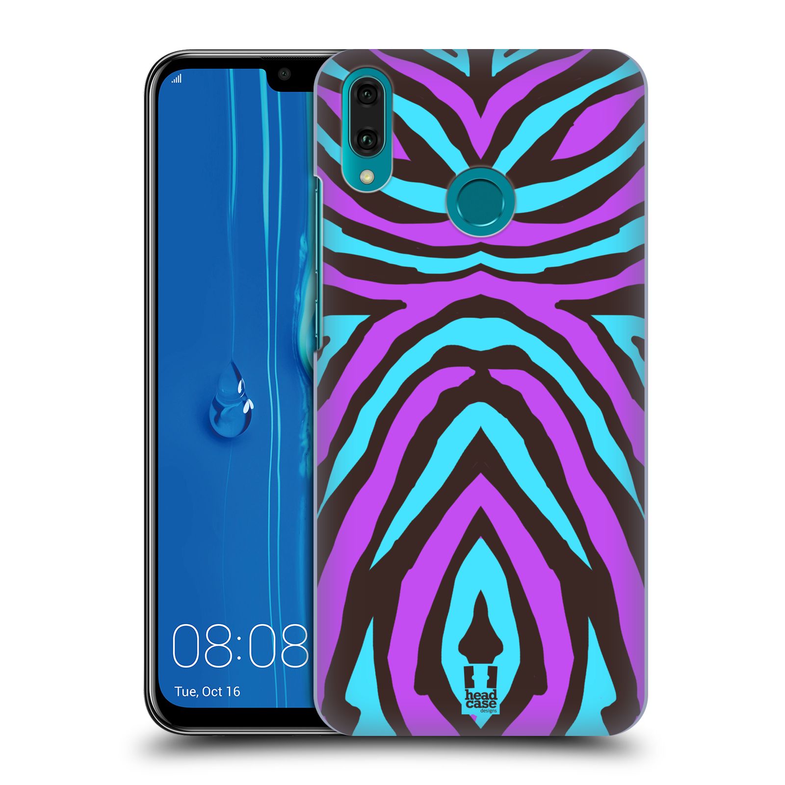 Pouzdro na mobil Huawei Y9 2019 - HEAD CASE - vzor Divočina zvíře 2 bláznivé pruhy fialová a modrá