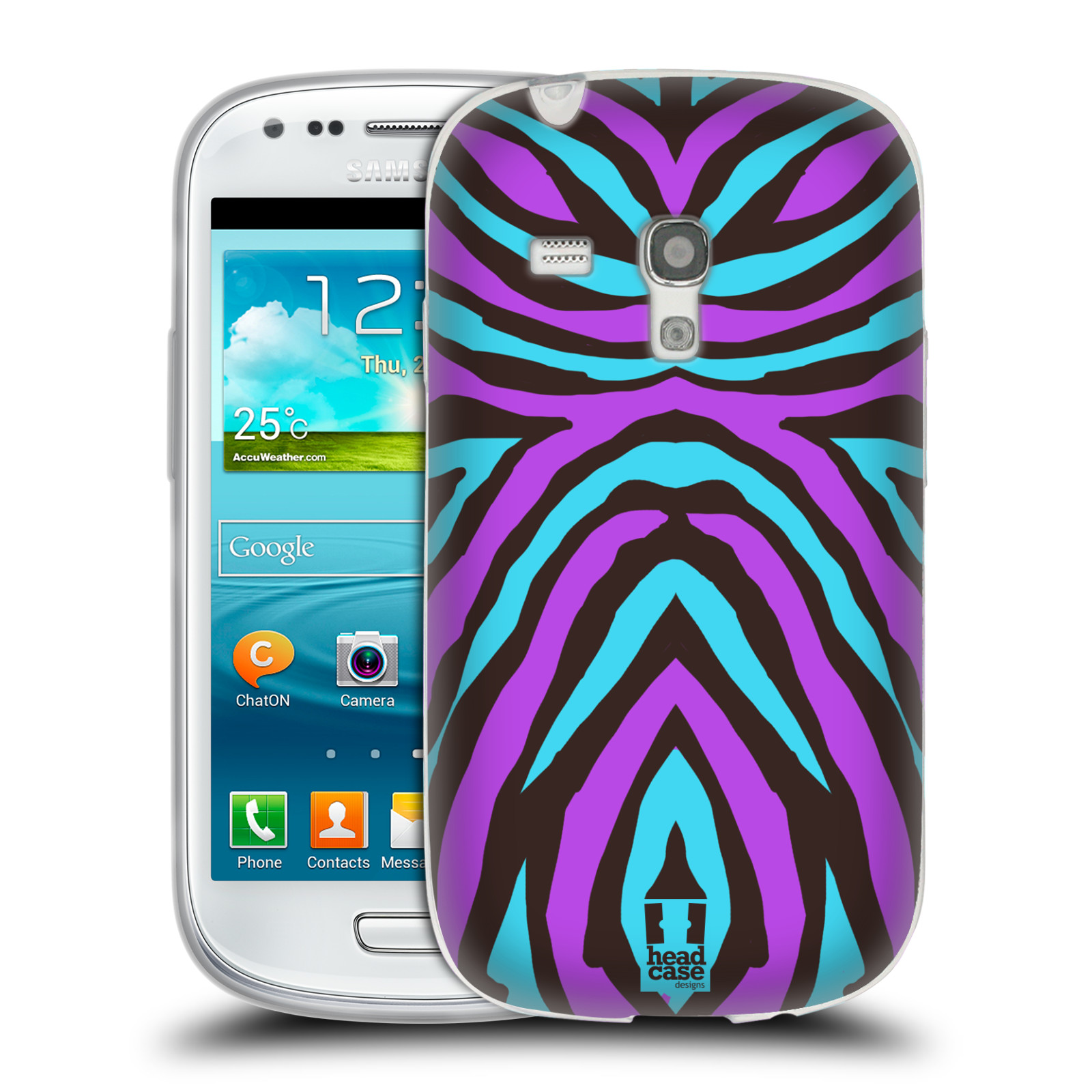 HEAD CASE silikonový obal na mobil Samsung Galaxy S3 MINI i8190 vzor Divočina zvíře 2 bláznivé pruhy fialová a modrá